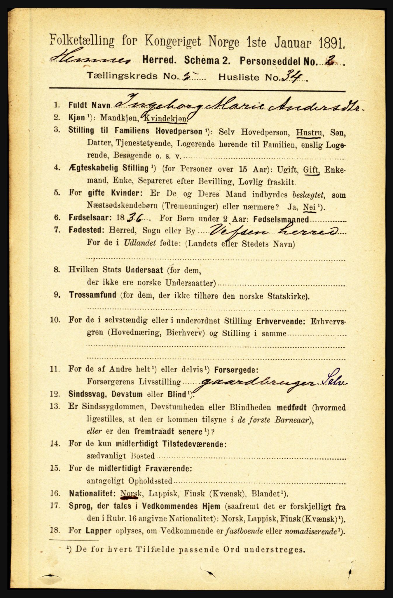 RA, 1891 census for 1832 Hemnes, 1891, p. 2777