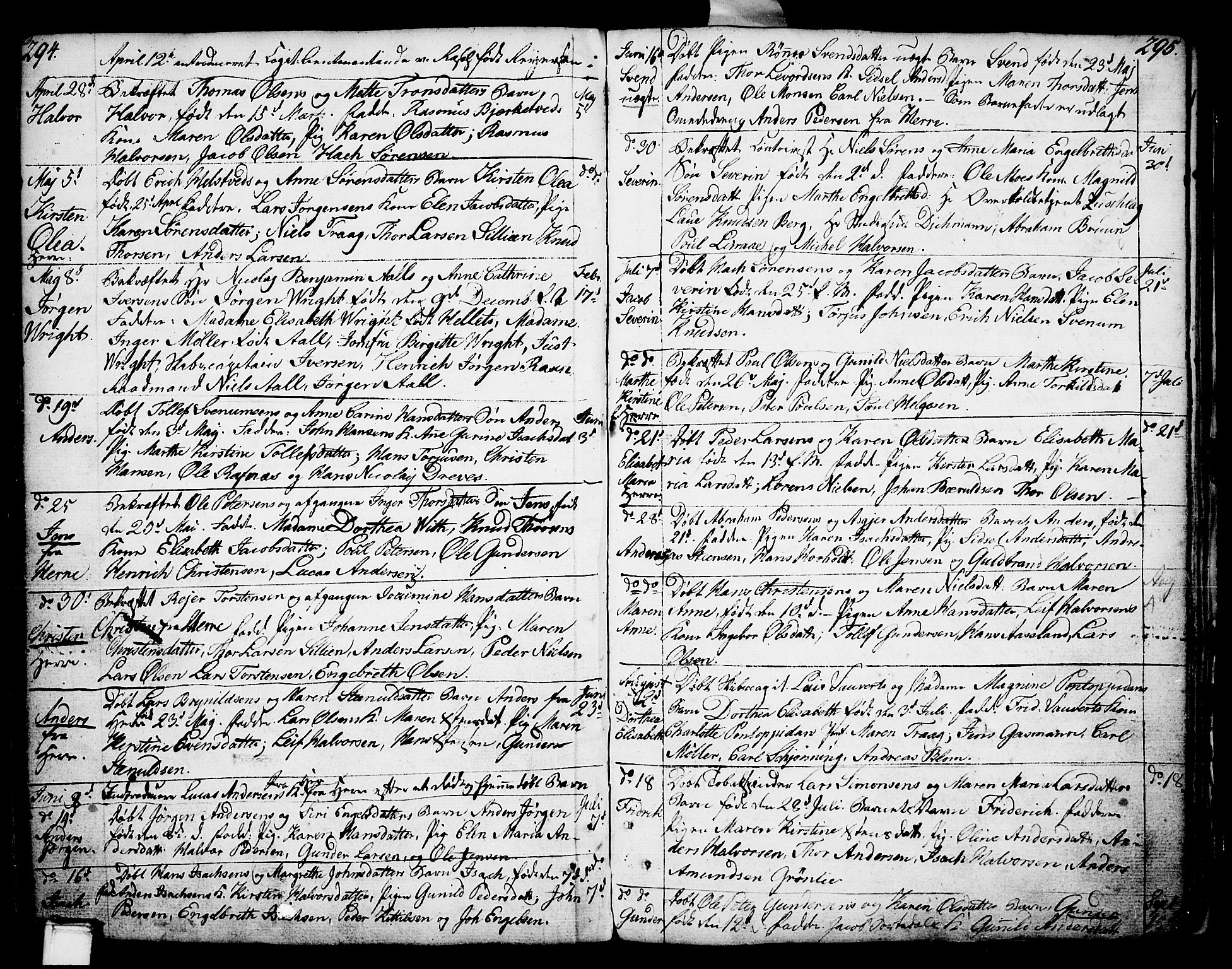 Porsgrunn kirkebøker , SAKO/A-104/F/Fa/L0002: Parish register (official) no. 2, 1764-1814, p. 294-295