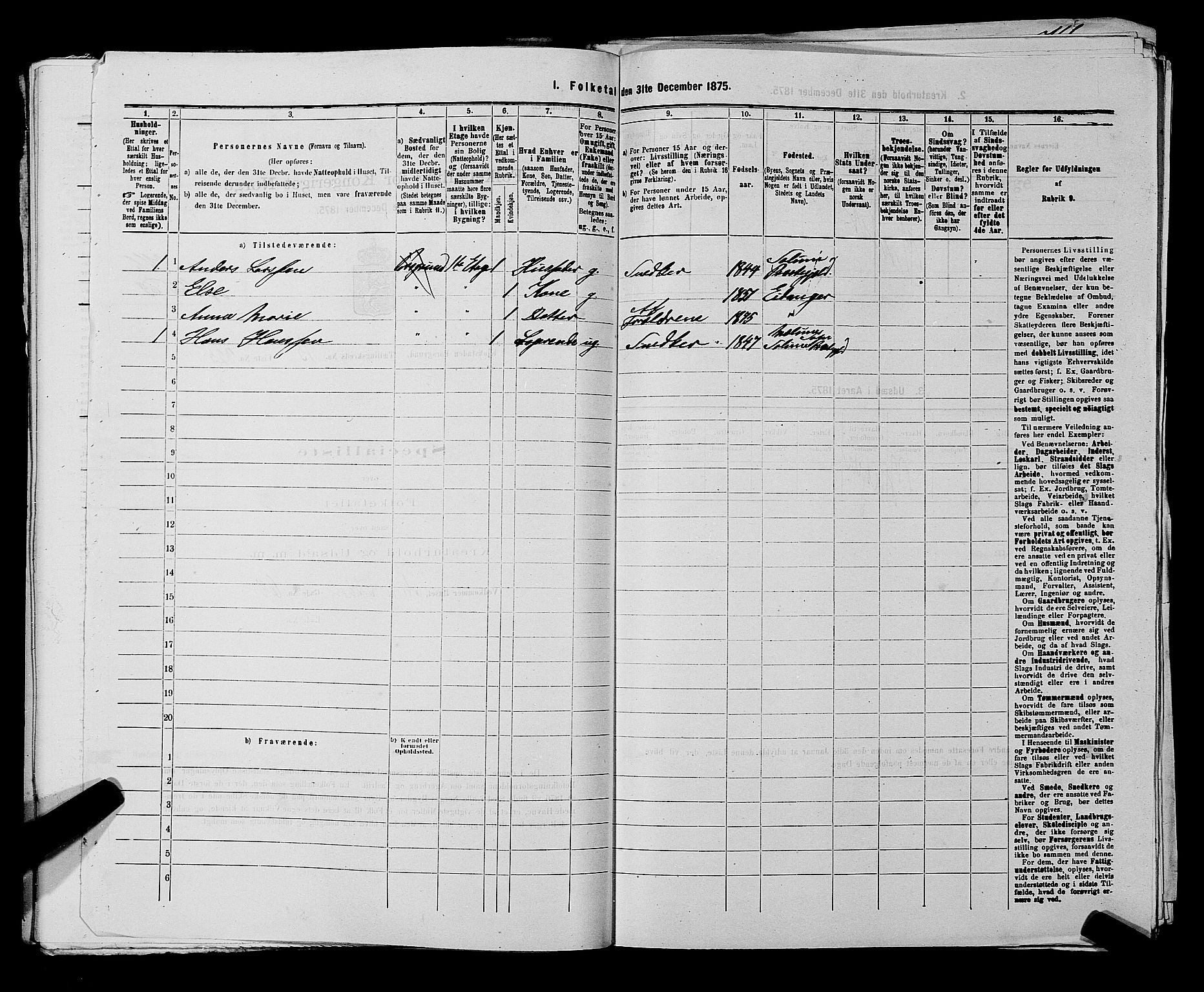 SAKO, 1875 census for 0805P Porsgrunn, 1875, p. 741