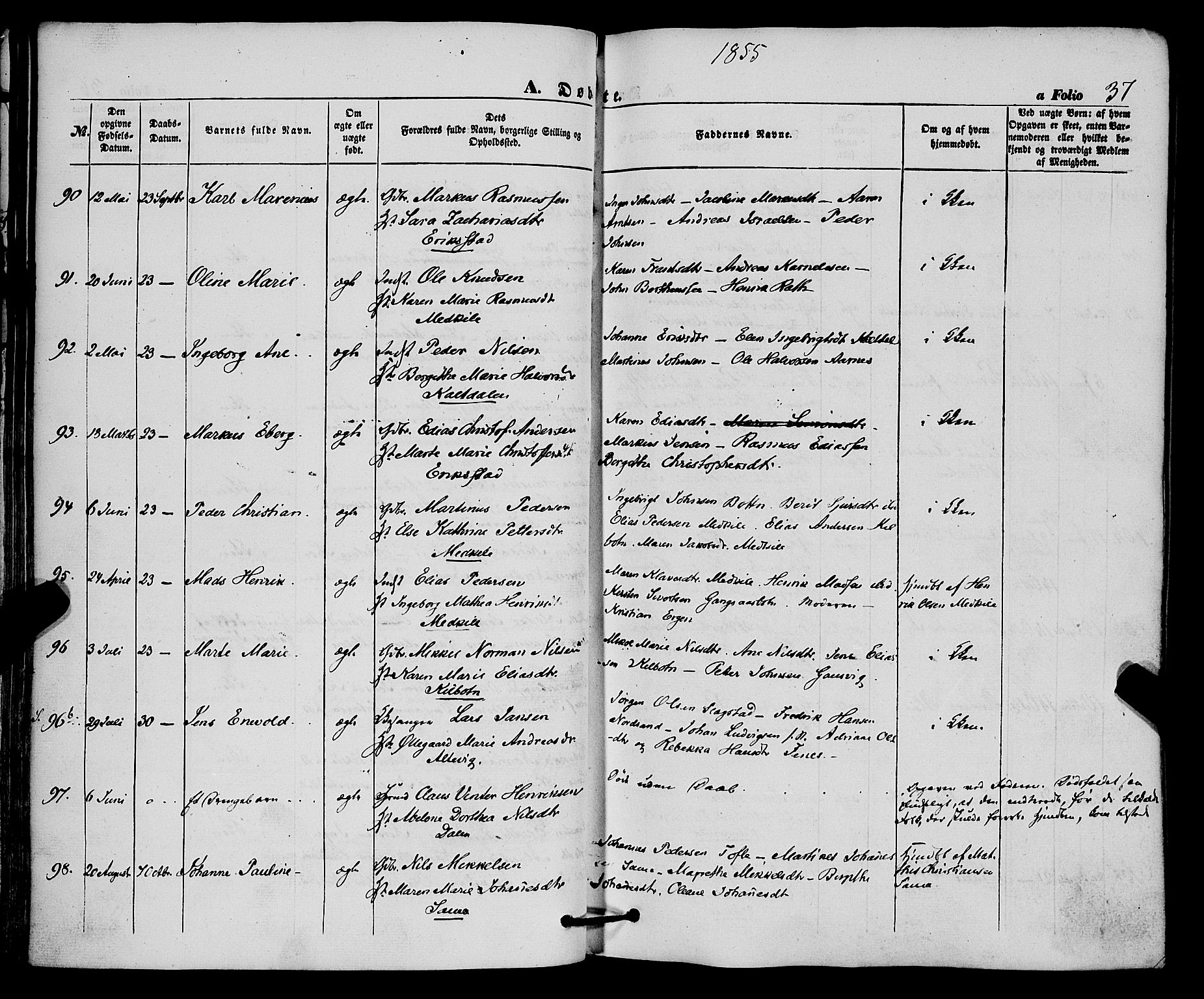 Trondenes sokneprestkontor, AV/SATØ-S-1319/H/Ha/L0011kirke: Parish register (official) no. 11, 1853-1862, p. 37