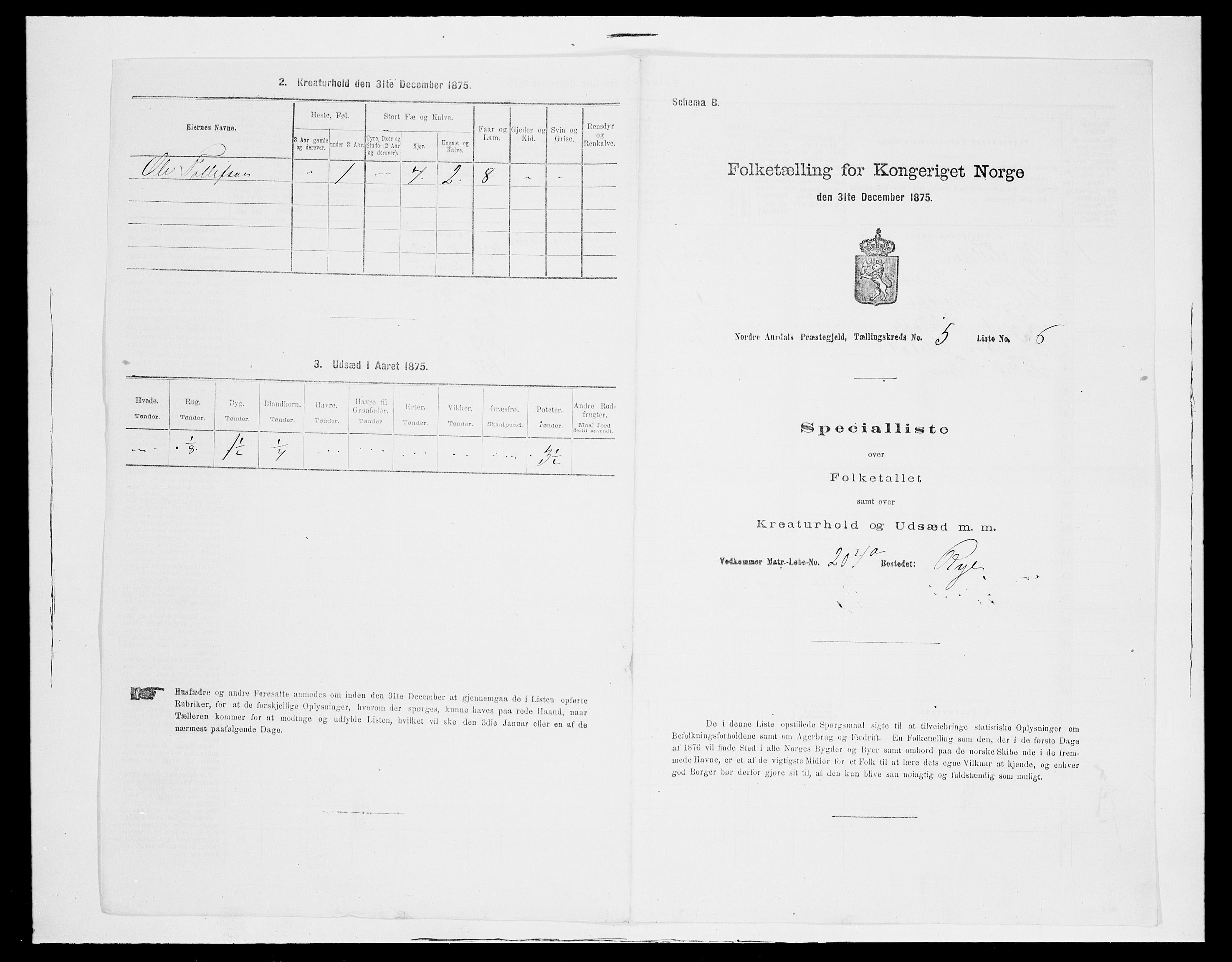 SAH, 1875 census for 0542P Nord-Aurdal, 1875, p. 902