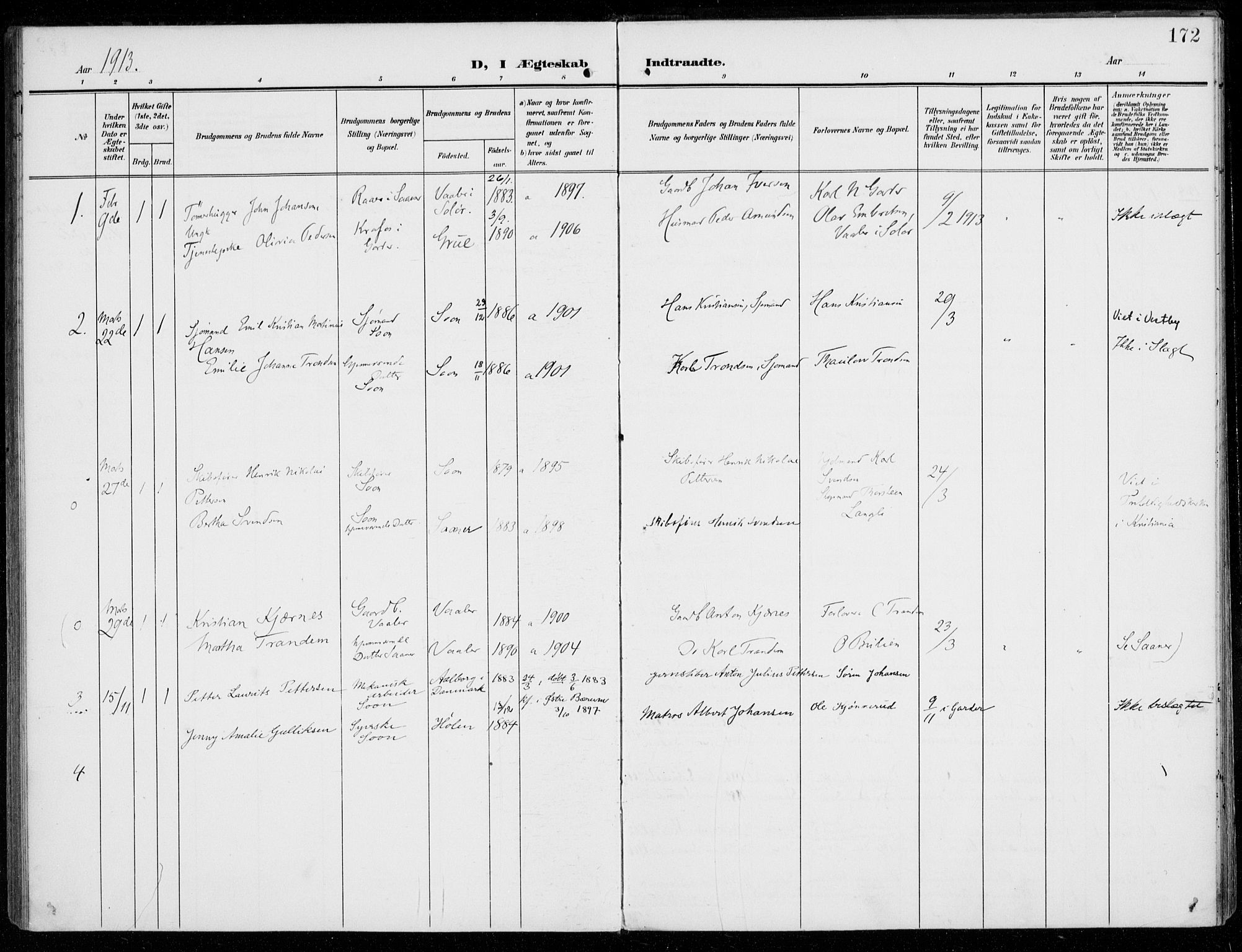 Vestby prestekontor Kirkebøker, SAO/A-10893/F/Fc/L0002: Parish register (official) no. III 2, 1906-1940, p. 172