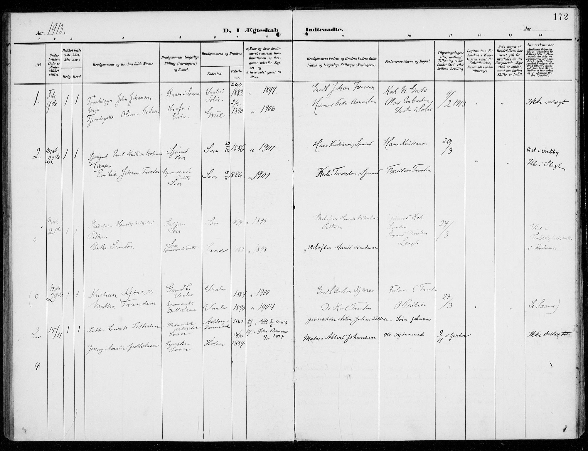 Vestby prestekontor Kirkebøker, AV/SAO-A-10893/F/Fc/L0002: Parish register (official) no. III 2, 1906-1940, p. 172