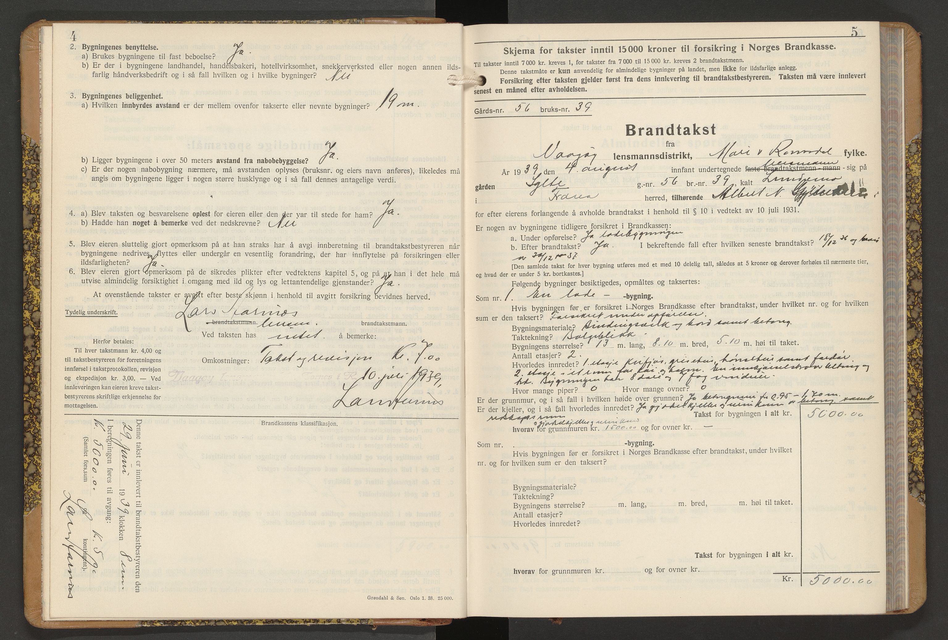 Norges Brannkasse Vågøy og Sund, AV/SAT-A-5504/Fb/L0006: Branntakstprotokoll, 1939-1950