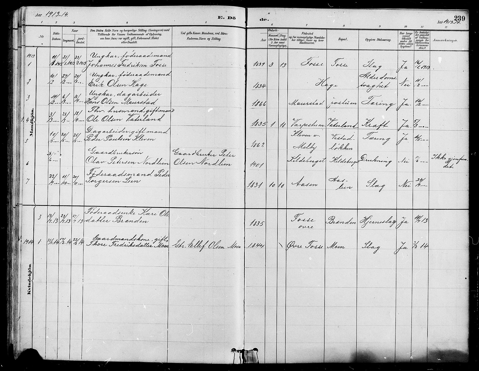 Nord-Fron prestekontor, SAH/PREST-080/H/Ha/Hab/L0005: Parish register (copy) no. 5, 1884-1914, p. 239
