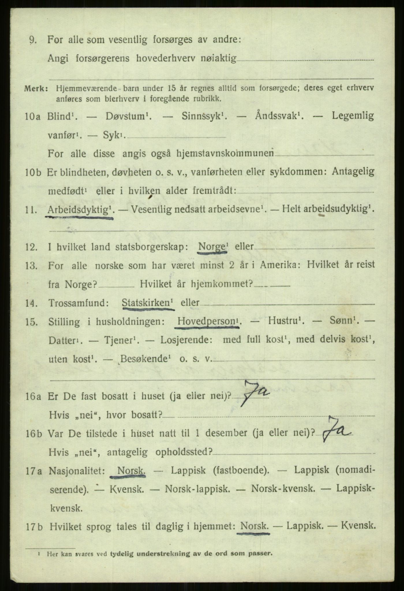 SATØ, 1920 census for Hillesøy, 1920, p. 4302