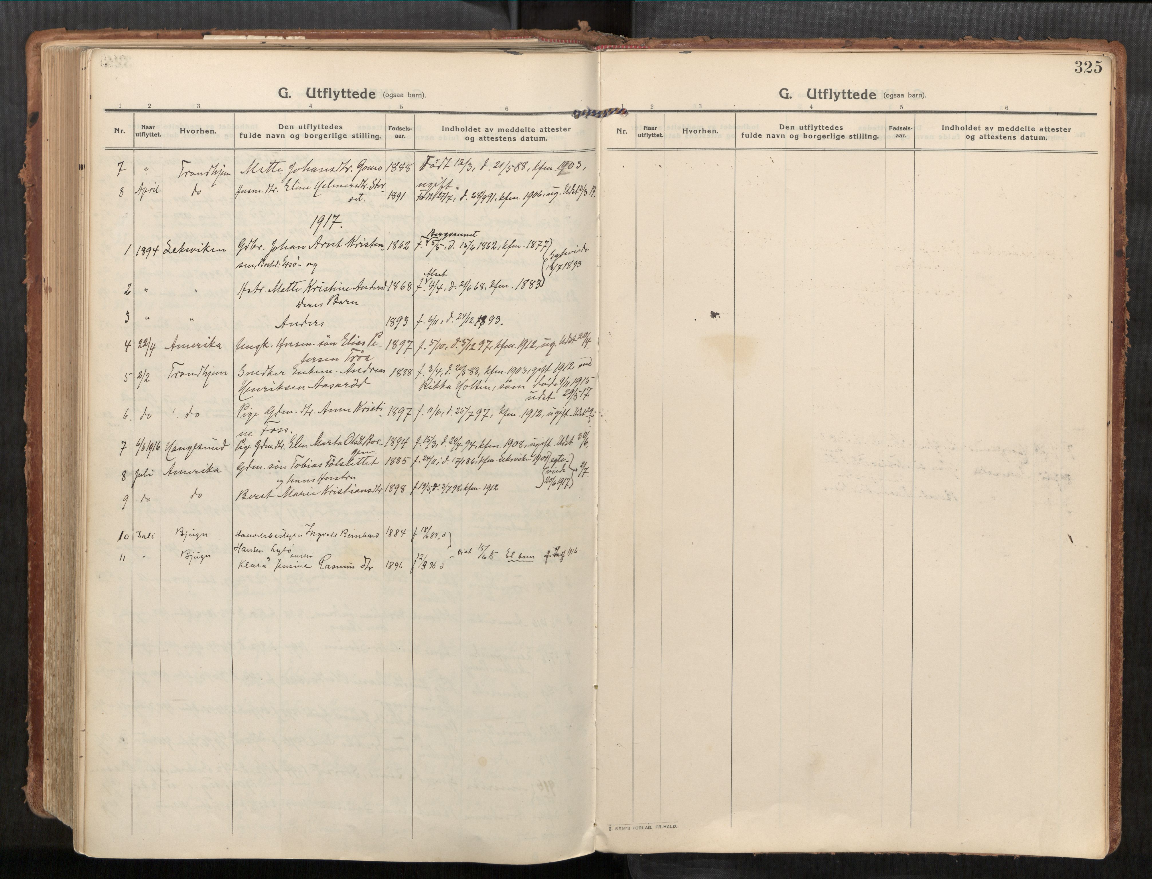 Stadsbygd sokneprestkontor, SAT/A-1117/1/I/I1/I1a/L0001: Parish register (official) no. 1, 1911-1929, p. 325