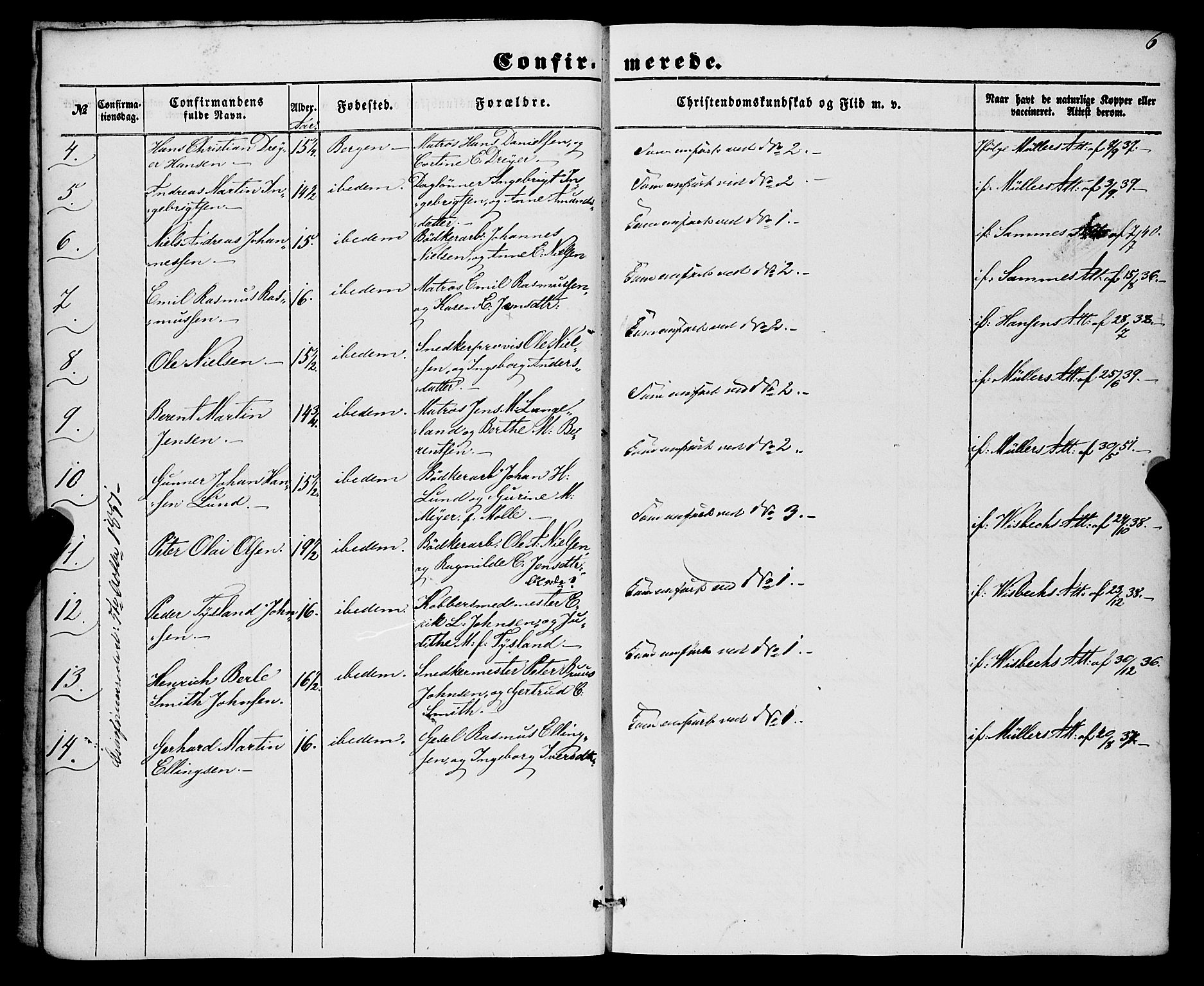 Nykirken Sokneprestembete, SAB/A-77101/H/Haa/L0023: Parish register (official) no. C 2, 1851-1863, p. 6