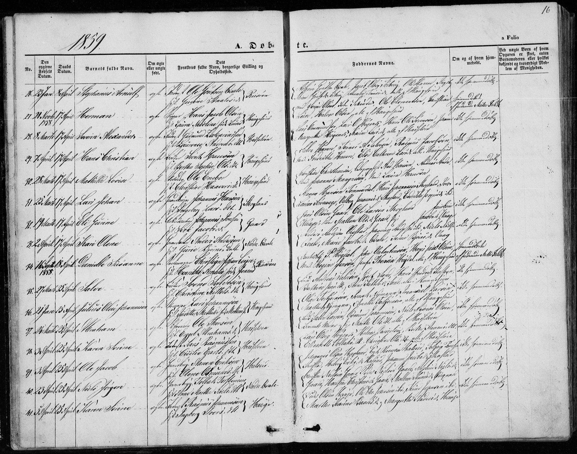 Torvastad sokneprestkontor, SAST/A -101857/H/Ha/Haa/L0011: Parish register (official) no. A 11, 1857-1866, p. 16