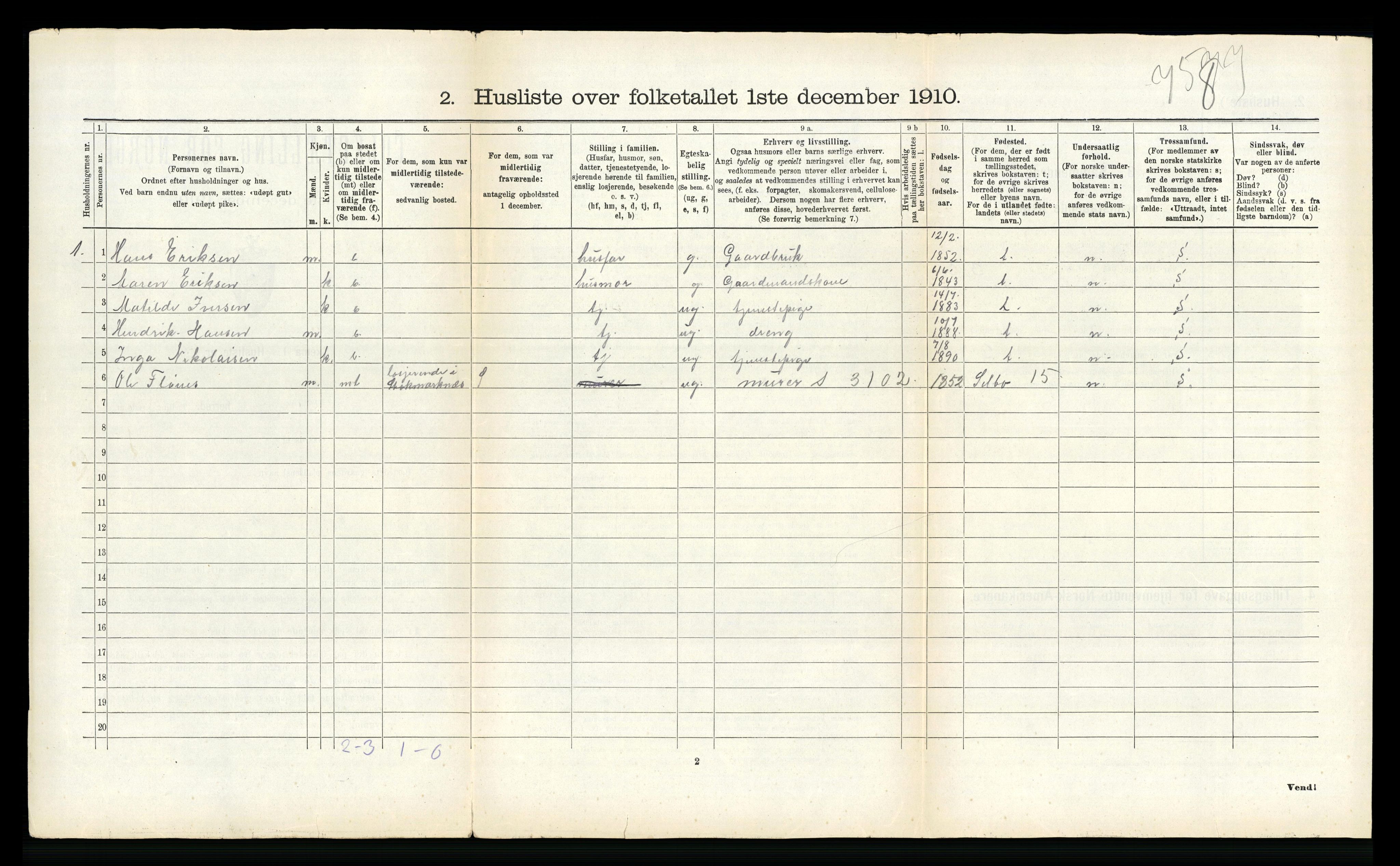 RA, 1910 census for Hadsel, 1910, p. 1070