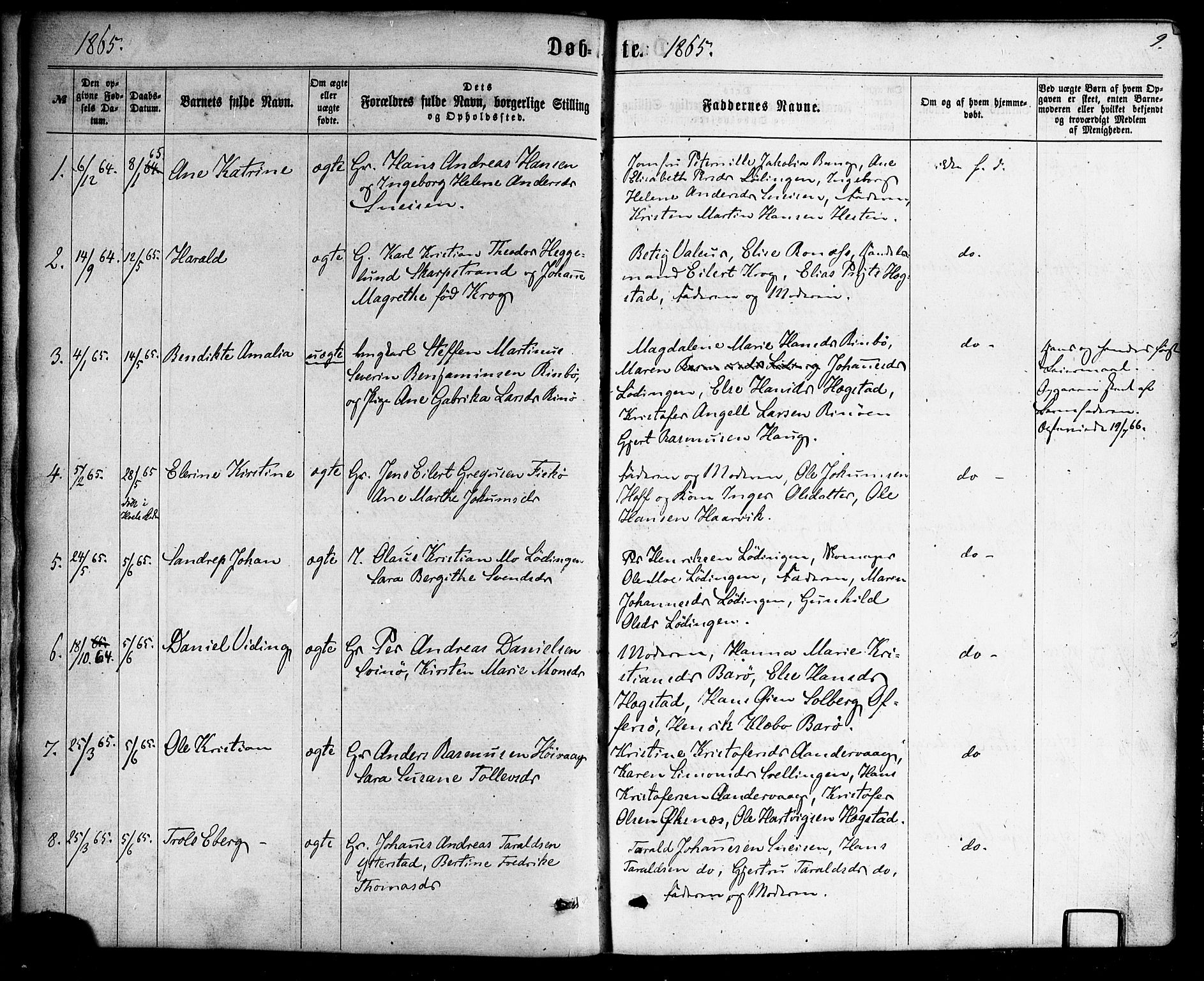 Ministerialprotokoller, klokkerbøker og fødselsregistre - Nordland, AV/SAT-A-1459/872/L1034: Parish register (official) no. 872A09, 1864-1884, p. 9