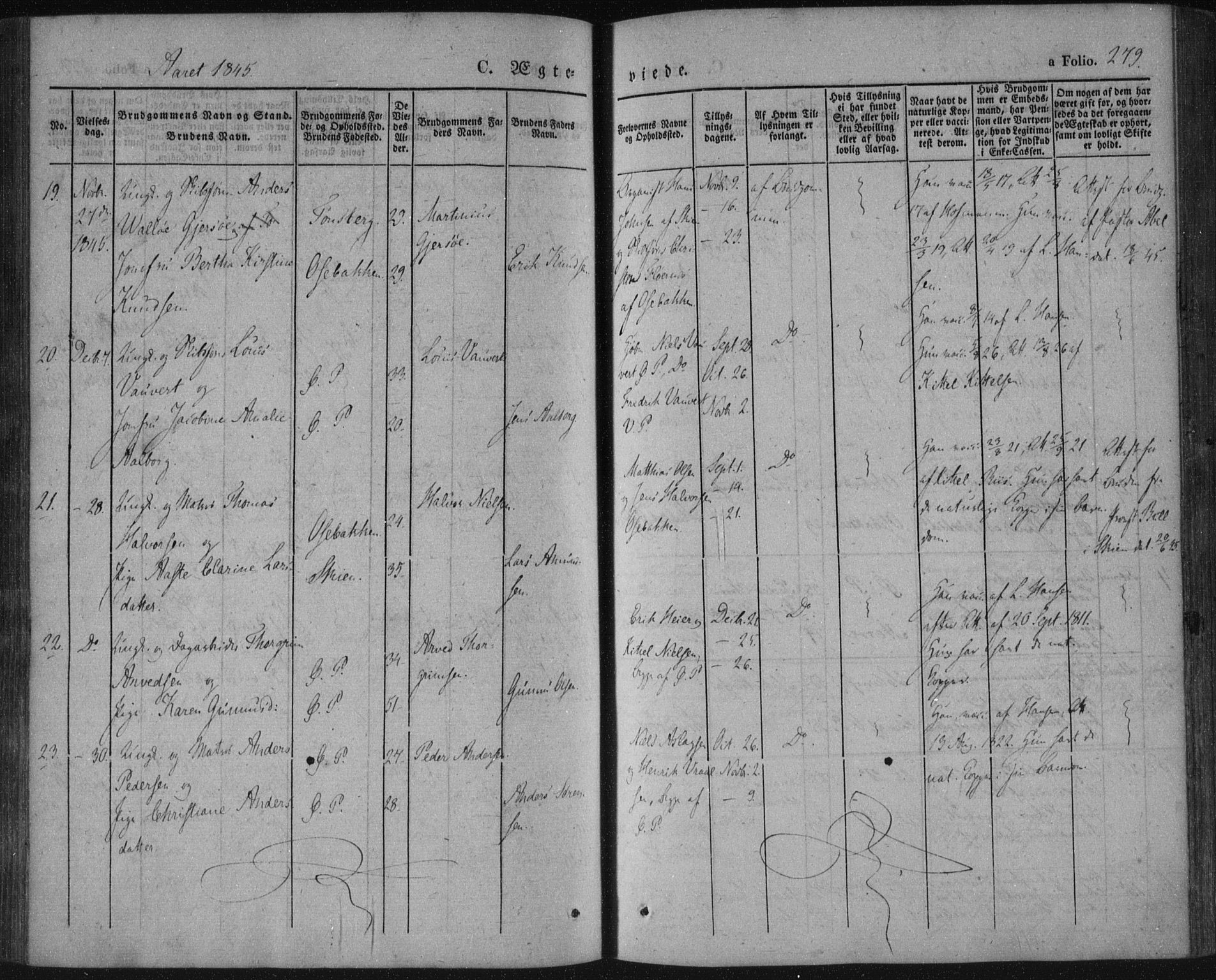 Porsgrunn kirkebøker , AV/SAKO-A-104/F/Fa/L0006: Parish register (official) no. 6, 1841-1857, p. 279