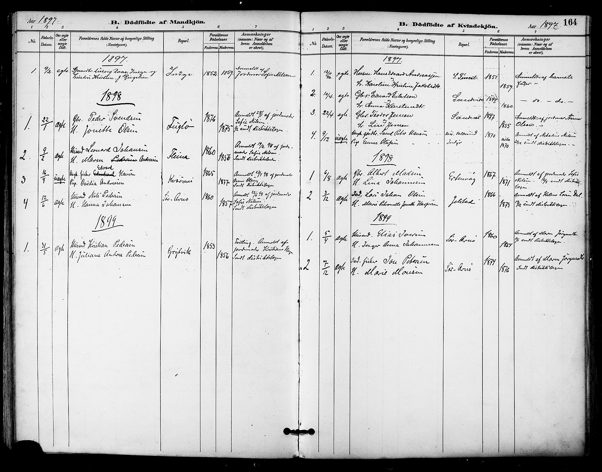 Ministerialprotokoller, klokkerbøker og fødselsregistre - Nordland, SAT/A-1459/805/L0101: Parish register (official) no. 805A07, 1892-1899, p. 164