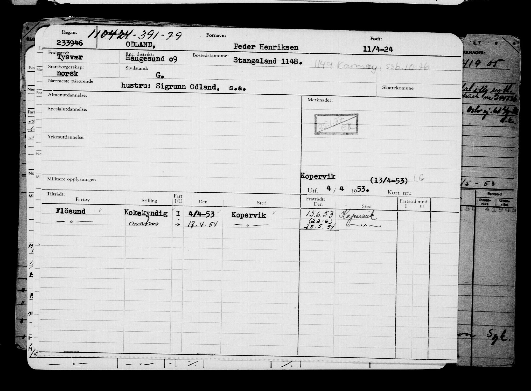 Direktoratet for sjømenn, AV/RA-S-3545/G/Gb/L0230: Hovedkort, 1924, p. 22