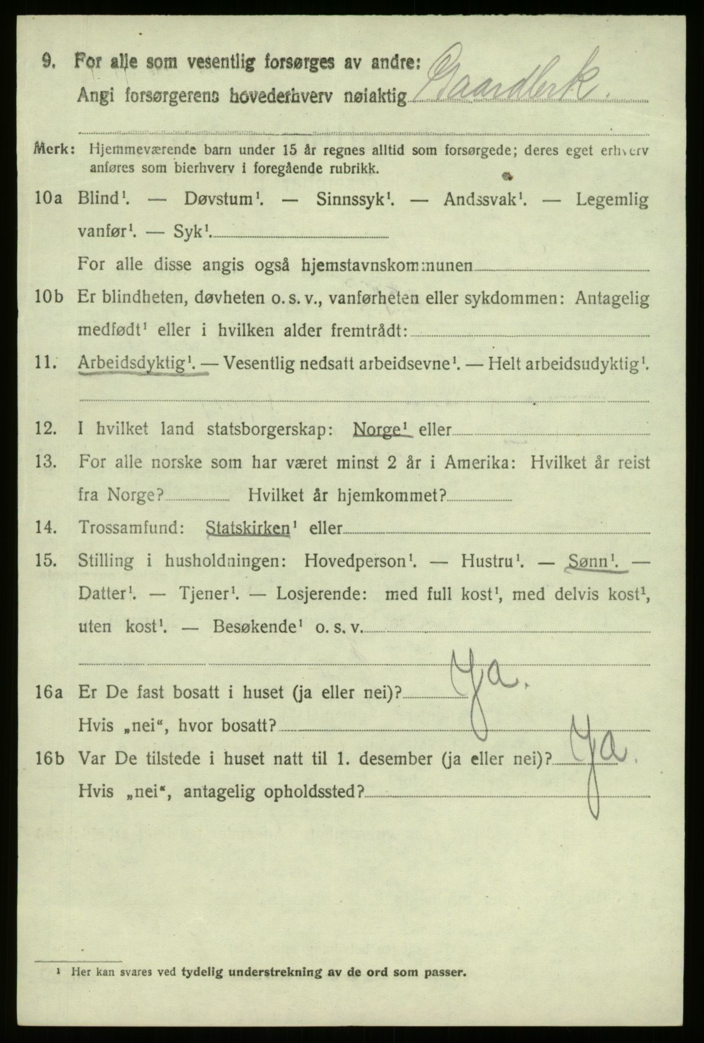 SAB, 1920 census for Selje, 1920, p. 1874