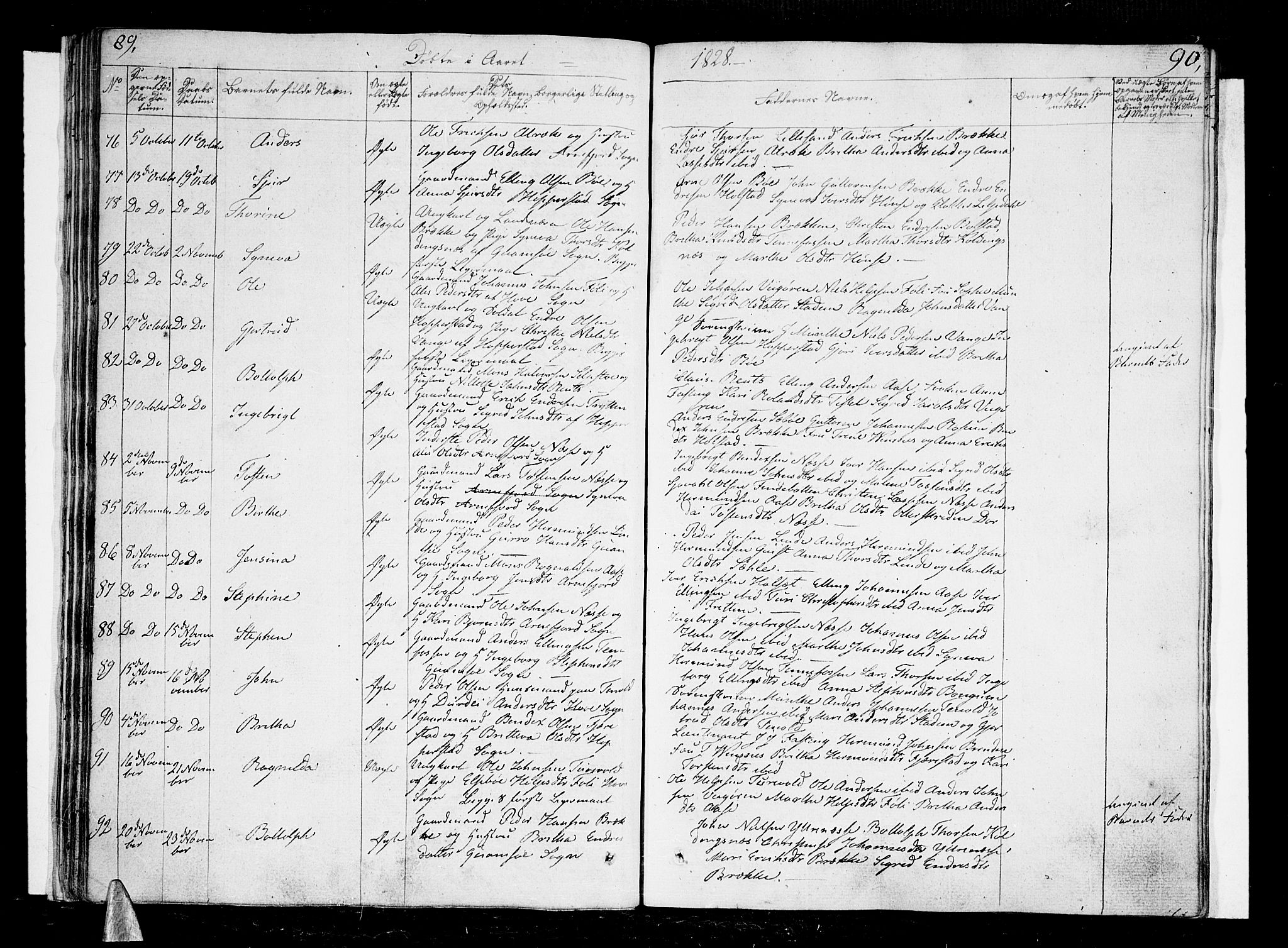 Vik sokneprestembete, SAB/A-81501: Parish register (official) no. A 6, 1821-1831, p. 89-90