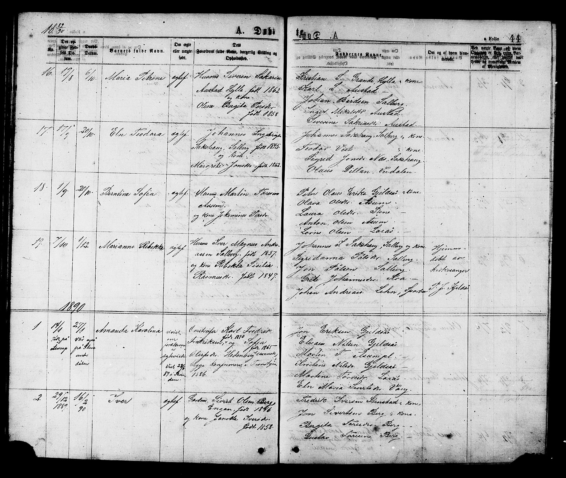 Ministerialprotokoller, klokkerbøker og fødselsregistre - Nord-Trøndelag, SAT/A-1458/731/L0311: Parish register (copy) no. 731C02, 1875-1911, p. 44