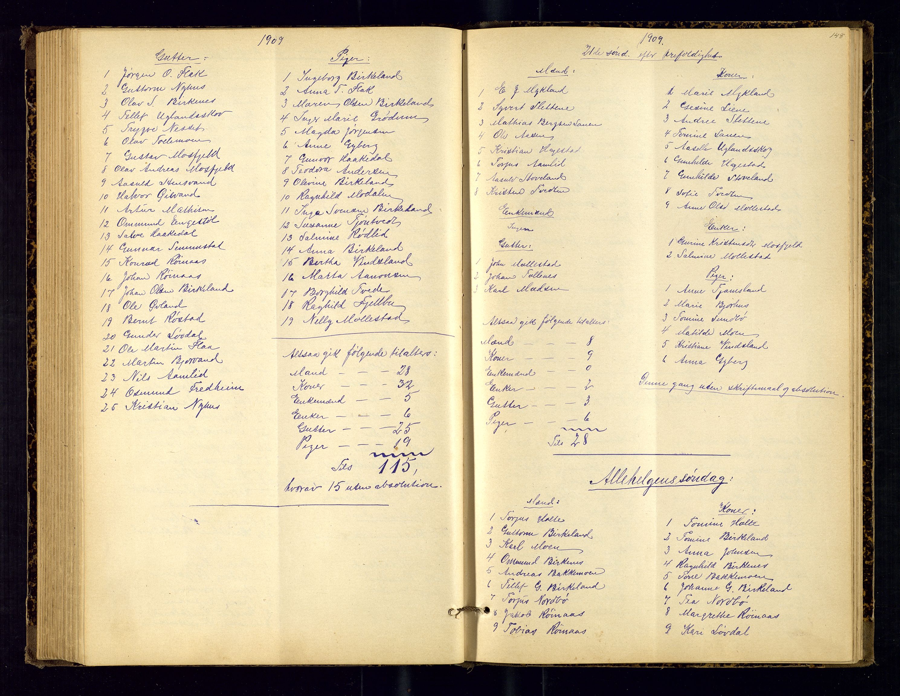 Birkenes sokneprestkontor, AV/SAK-1111-0004/F/Fc/L0008: Communicants register no. C-8, 1891-1915, p. 148