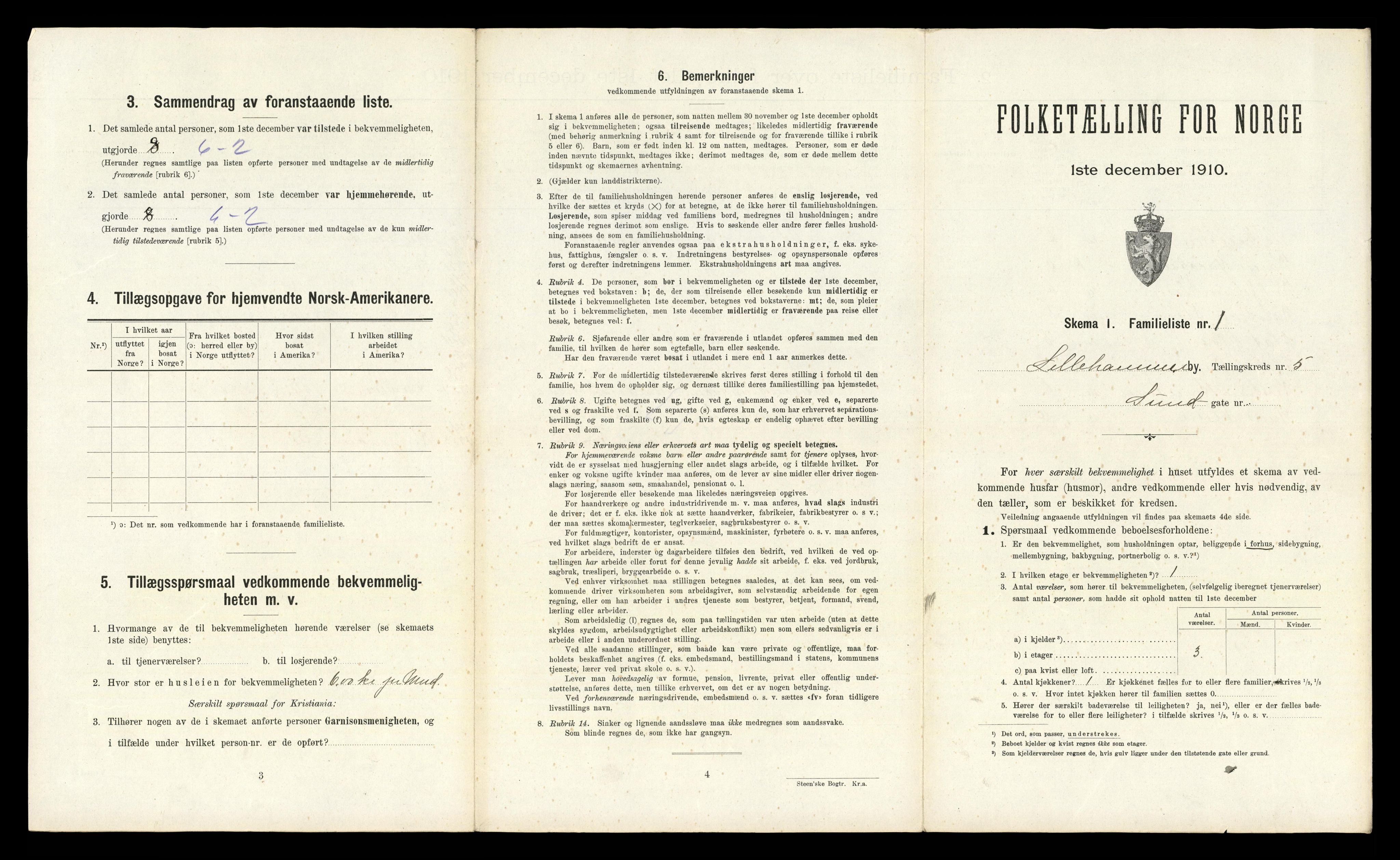 RA, 1910 census for Lillehammer, 1910, p. 2235