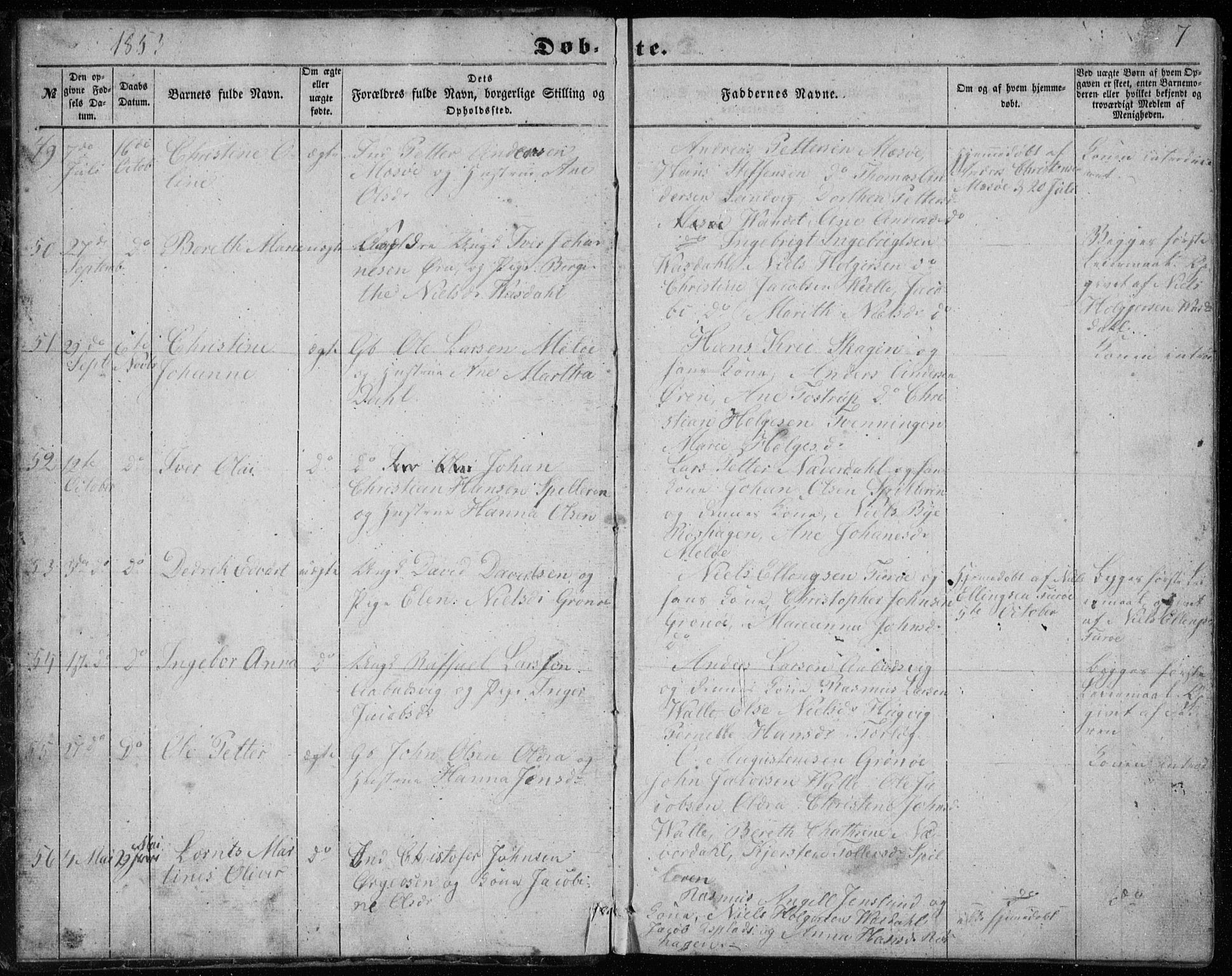 Ministerialprotokoller, klokkerbøker og fødselsregistre - Nordland, AV/SAT-A-1459/843/L0633: Parish register (copy) no. 843C02, 1853-1873, p. 7