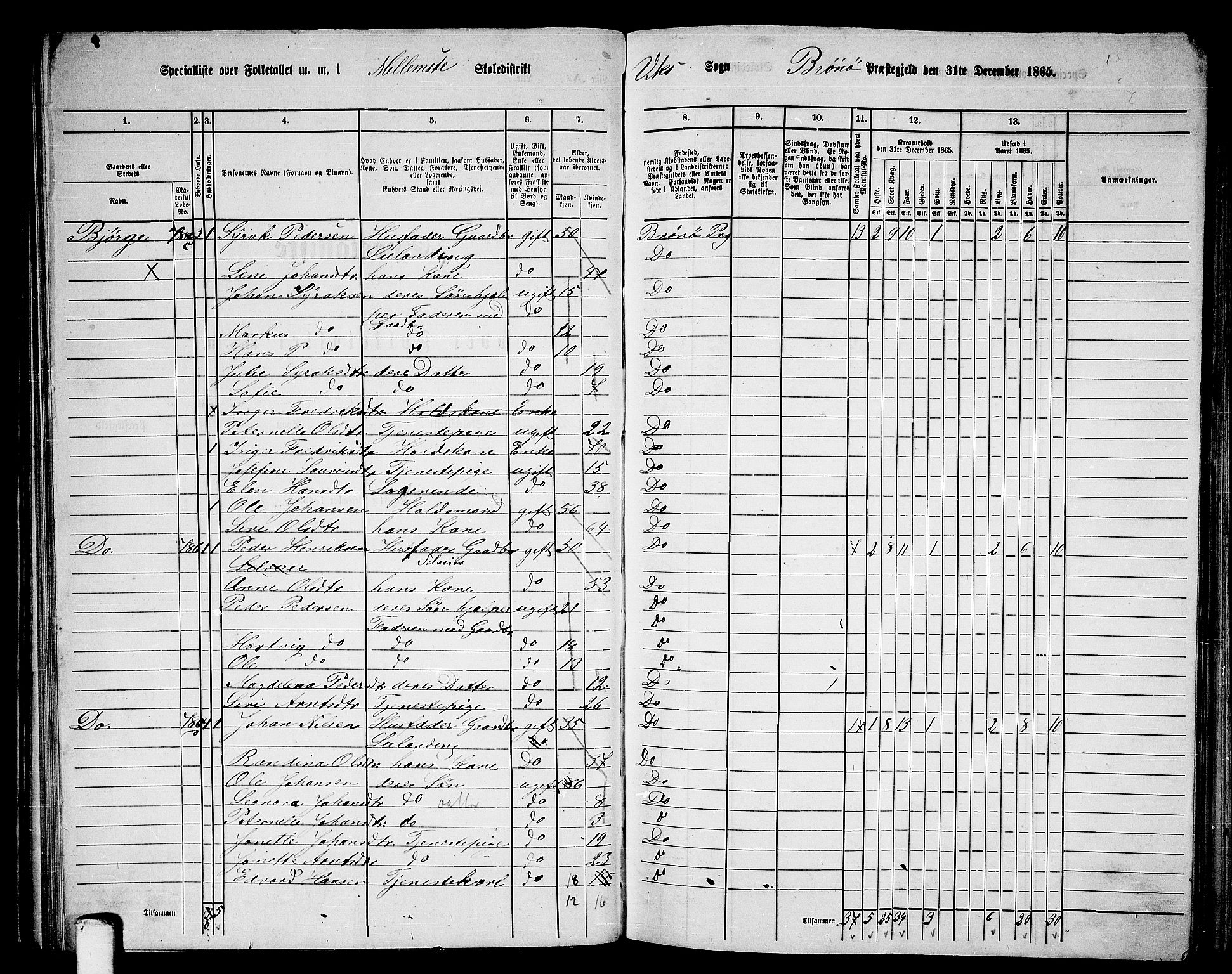 RA, 1865 census for Brønnøy, 1865, p. 56