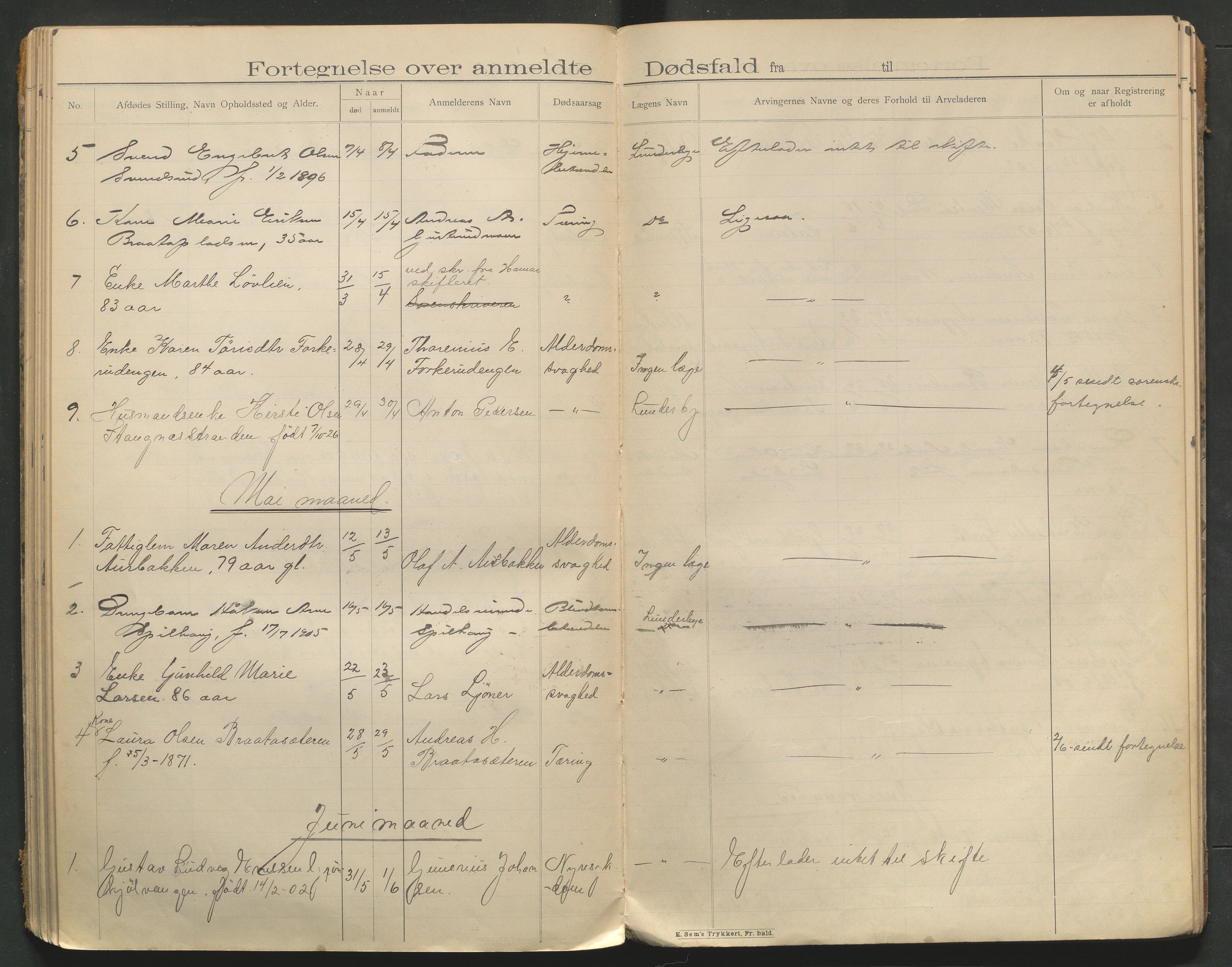 Eidskog lensmannskontor, AV/SAH-LHE-009/H/Ha/Haa/L0001/0002: Dødsfallsprotokoller / Dødsfallsprotokoll, 1901-1910