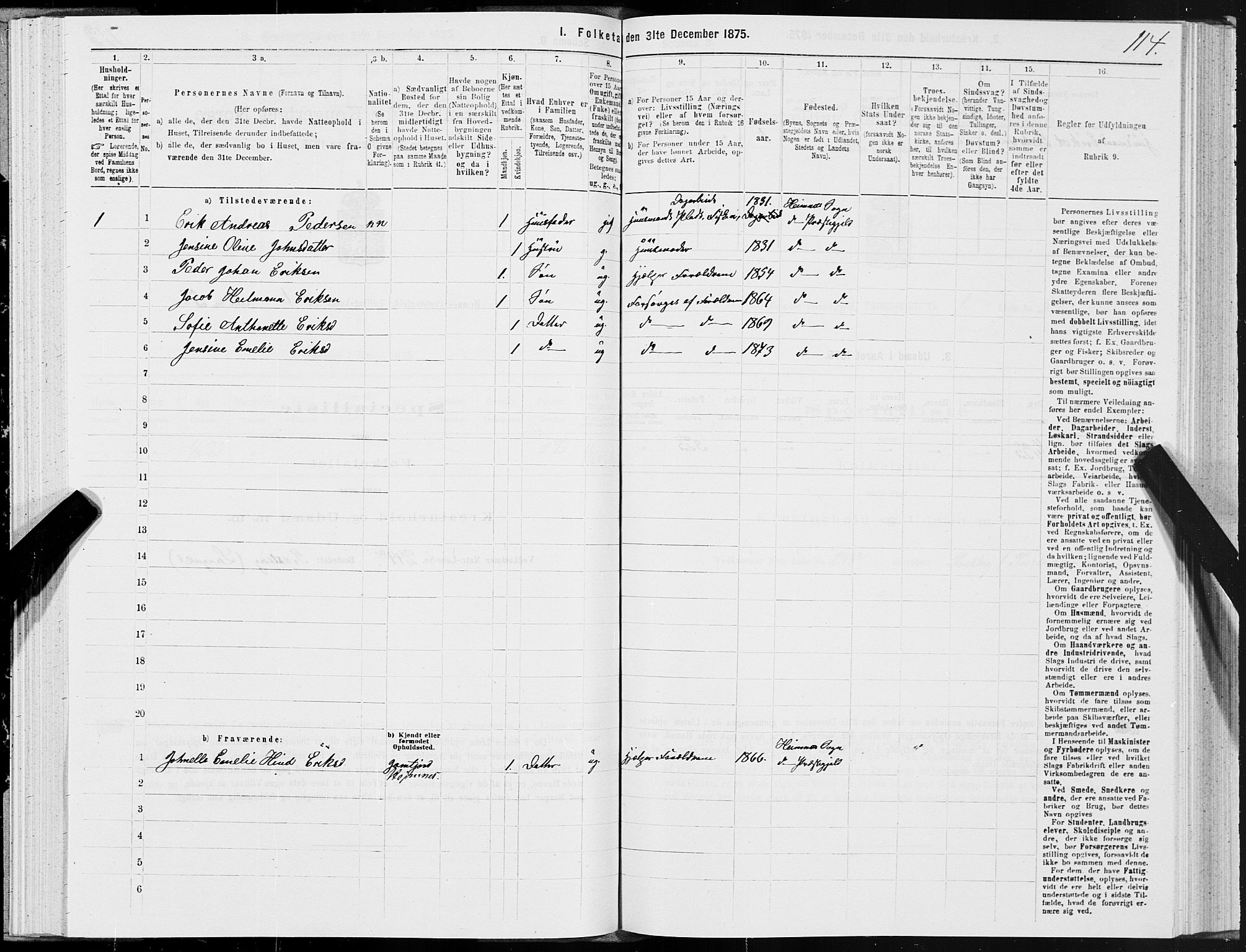 SAT, 1875 census for 1832P Hemnes, 1875, p. 1114