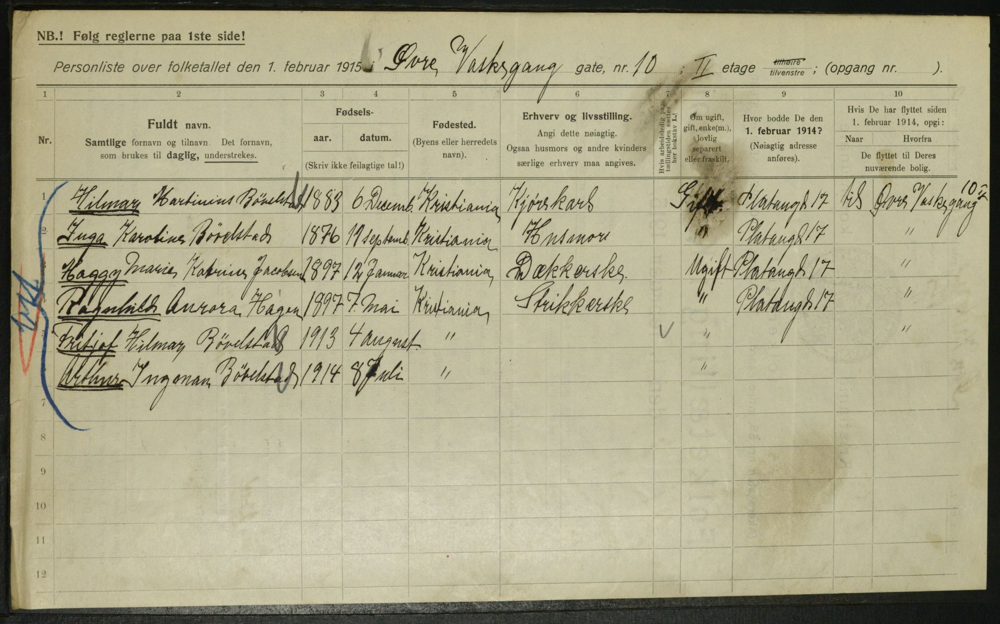 OBA, Municipal Census 1915 for Kristiania, 1915, p. 130674