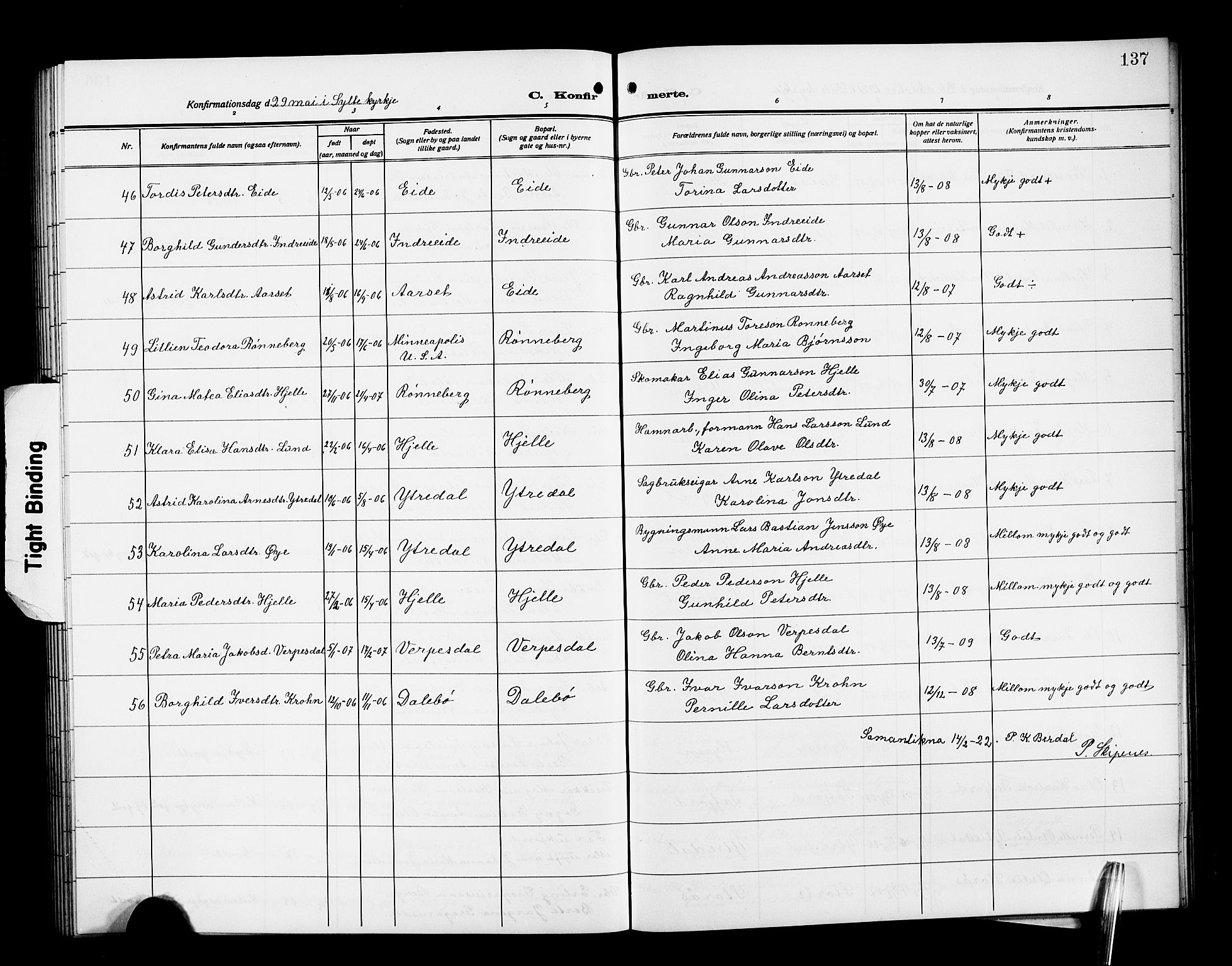 Ministerialprotokoller, klokkerbøker og fødselsregistre - Møre og Romsdal, SAT/A-1454/519/L0265: Parish register (copy) no. 519C06, 1911-1921, p. 137