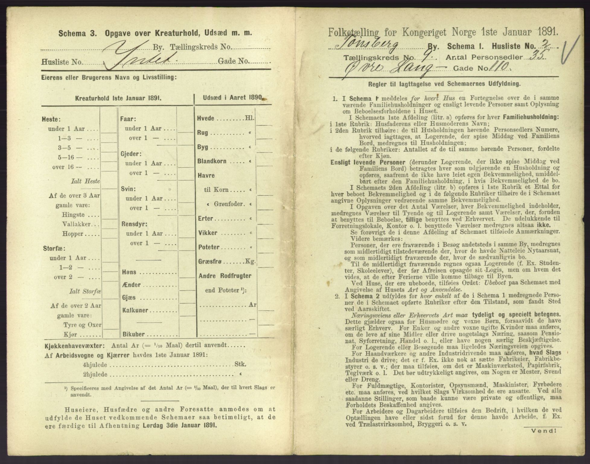 RA, 1891 census for 0705 Tønsberg, 1891, p. 364