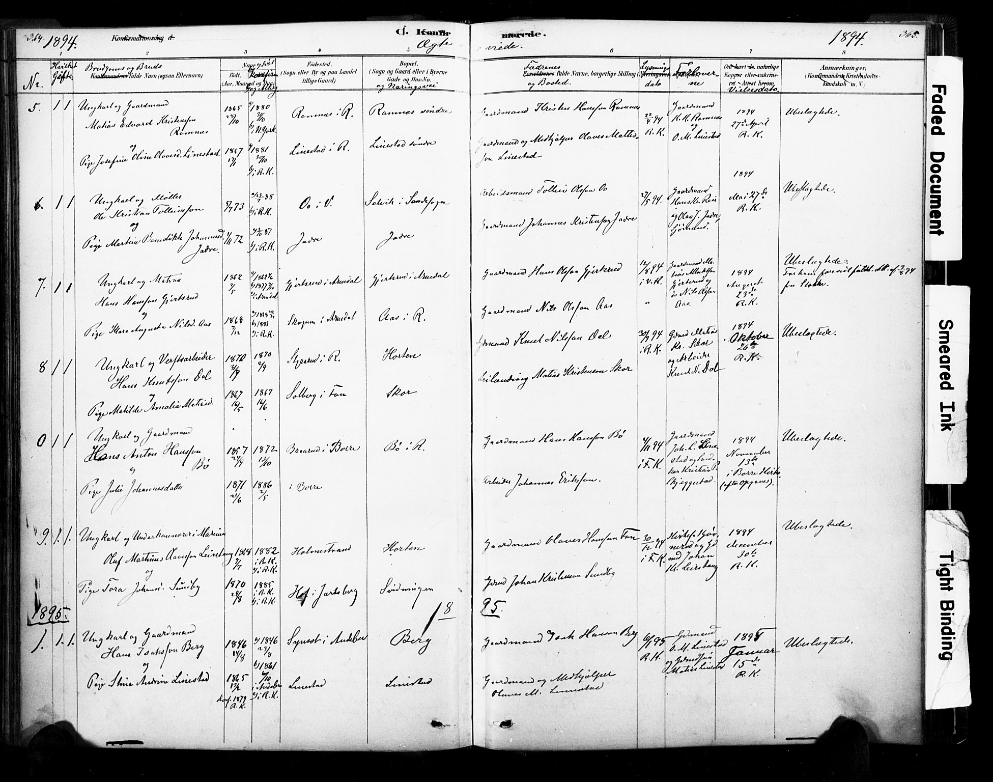 Ramnes kirkebøker, AV/SAKO-A-314/F/Fa/L0007: Parish register (official) no. I 7, 1878-1895, p. 364-365