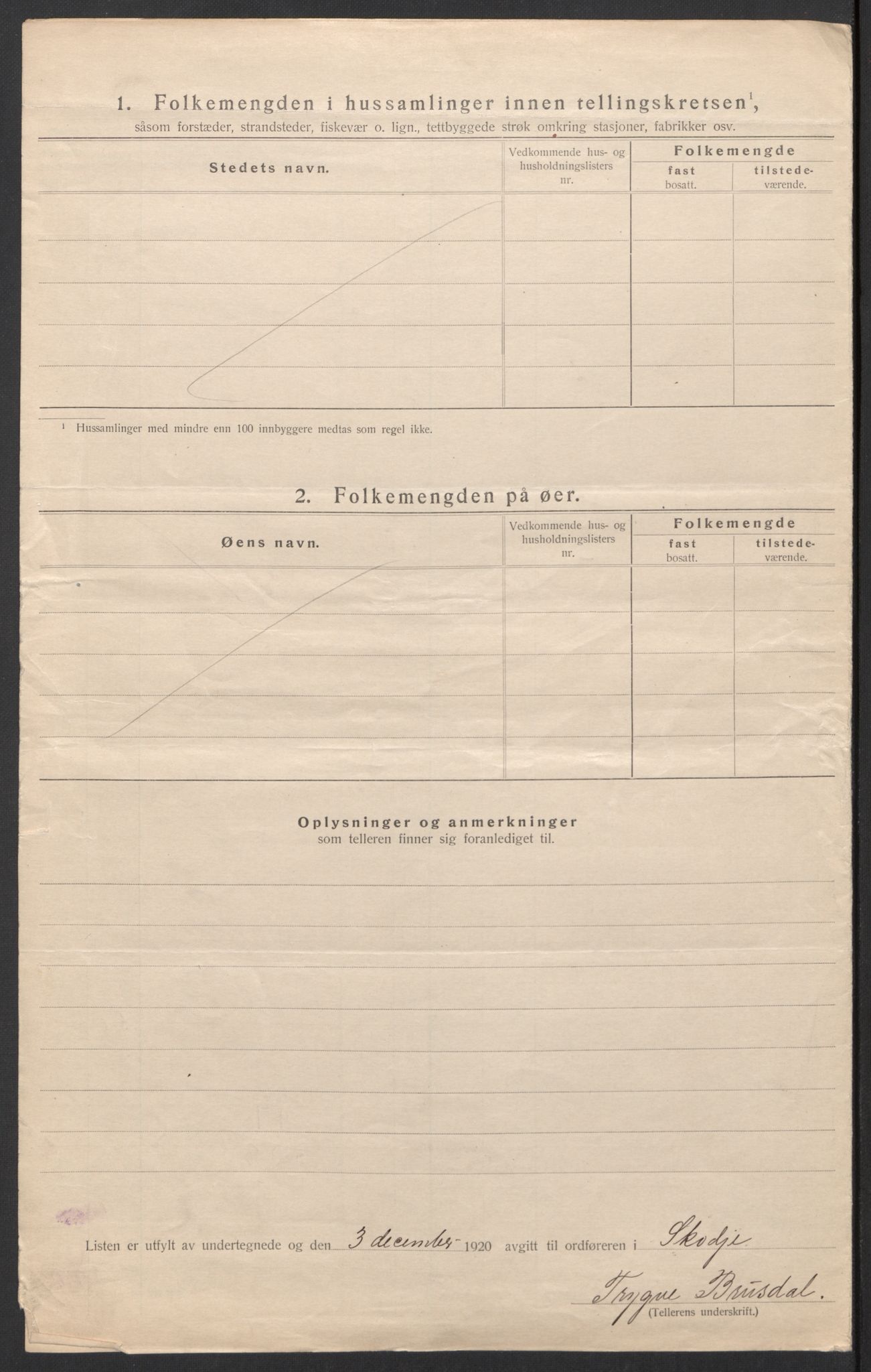 SAT, 1920 census for Skodje, 1920, p. 20