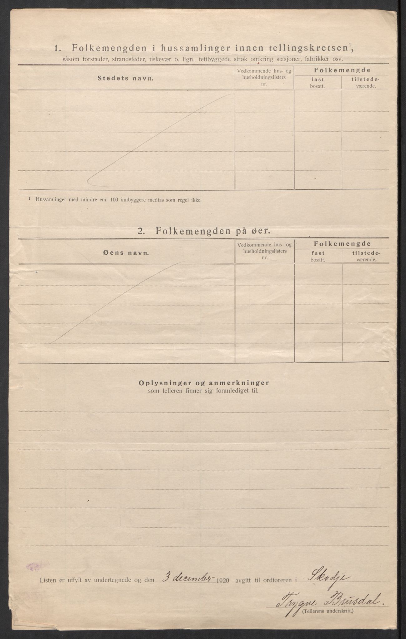 SAT, 1920 census for Skodje, 1920, p. 20