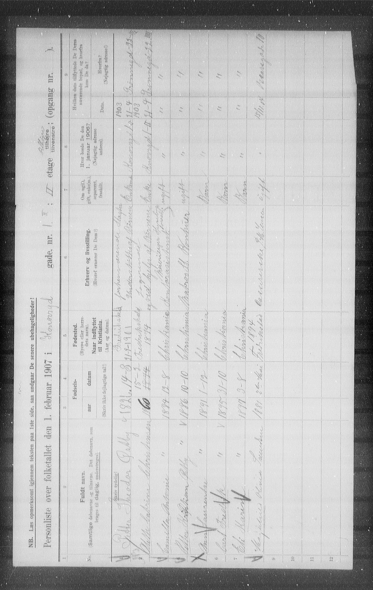 OBA, Municipal Census 1907 for Kristiania, 1907, p. 27008