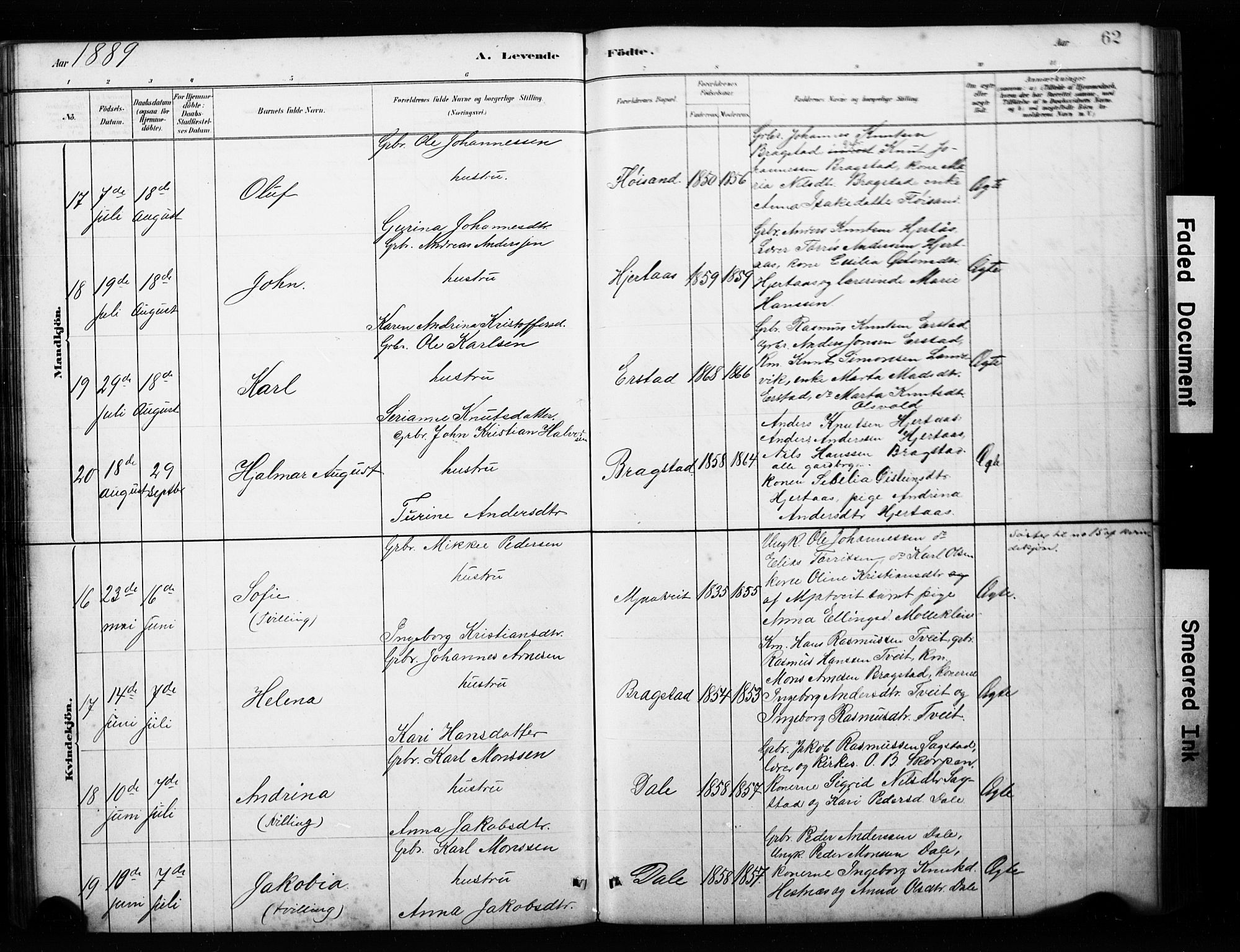 Alversund Sokneprestembete, AV/SAB-A-73901/H/Ha/Hab: Parish register (copy) no. C 3, 1881-1894, p. 62