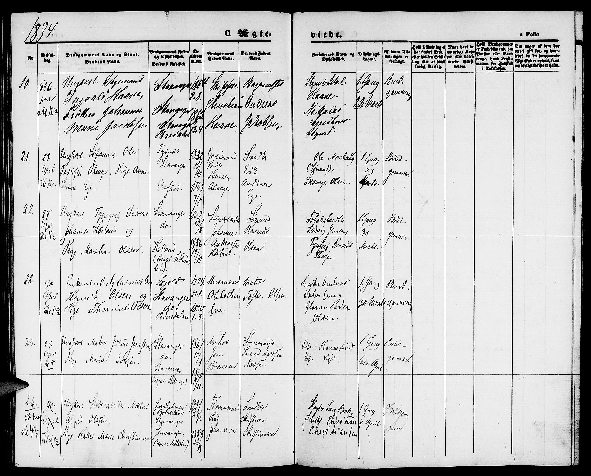 St. Petri sokneprestkontor, AV/SAST-A-101813/001/30/30BB/L0003: Parish register (copy) no. B 3, 1873-1885