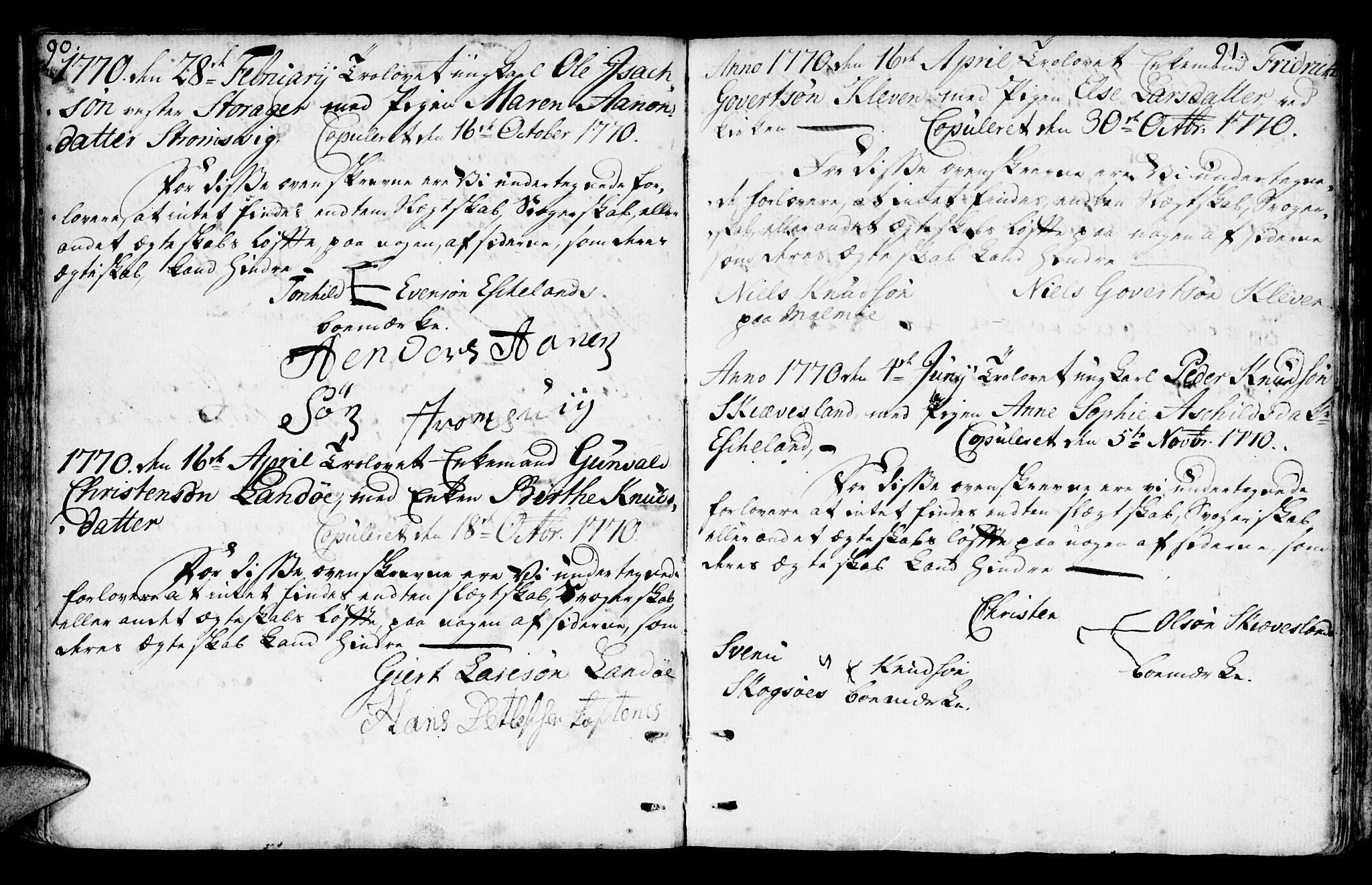 Mandal sokneprestkontor, AV/SAK-1111-0030/F/Fa/Faa/L0006: Parish register (official) no. A 6, 1755-1783, p. 90-91