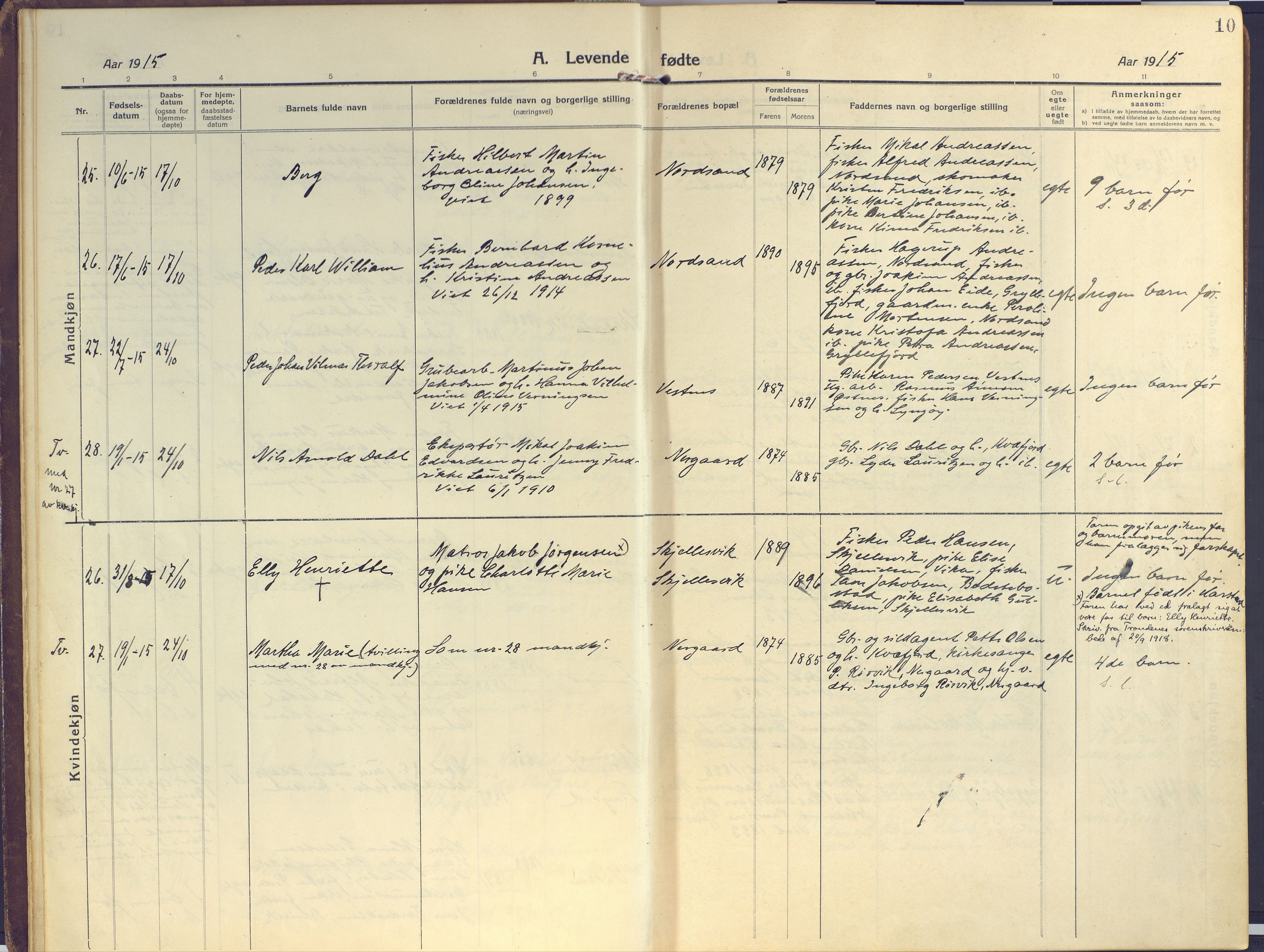 Sand/Bjarkøy sokneprestkontor, SATØ/S-0811/I/Ia/Iaa/L0006kirke: Parish register (official) no. 6, 1915-1929, p. 10