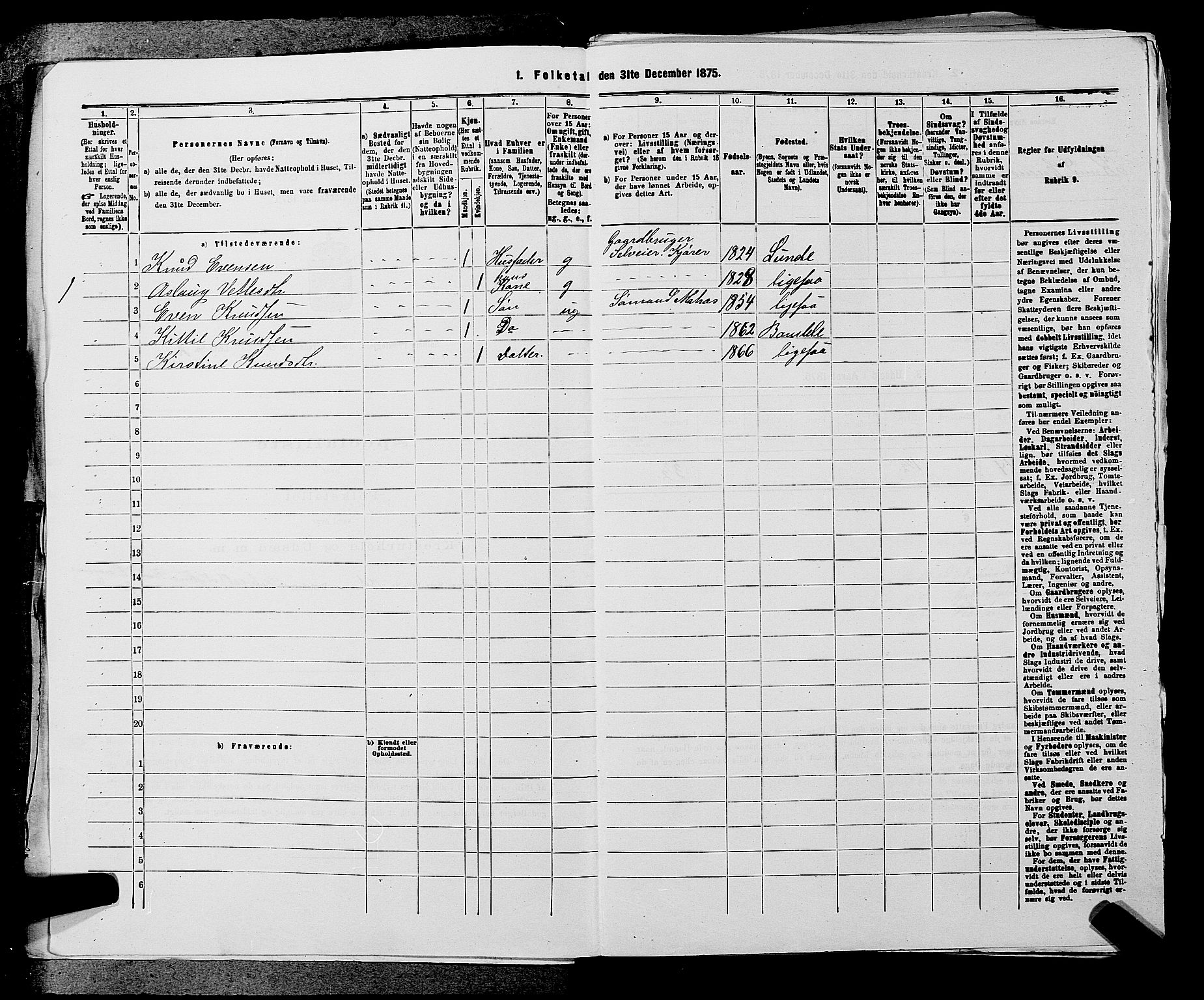 SAKO, 1875 census for 0818P Solum, 1875, p. 995