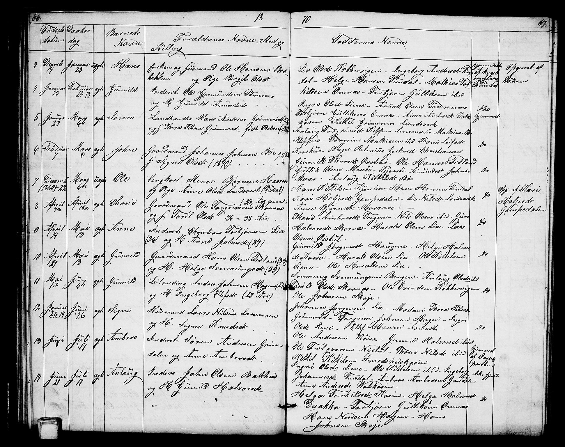 Hjartdal kirkebøker, SAKO/A-270/G/Gb/L0002: Parish register (copy) no. II 2, 1854-1884, p. 66-67