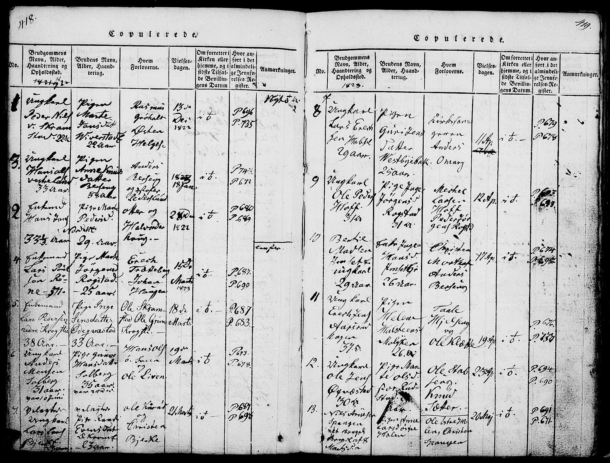 Løten prestekontor, AV/SAH-PREST-022/L/La/L0001: Parish register (copy) no. 1, 1812-1832, p. 418-419