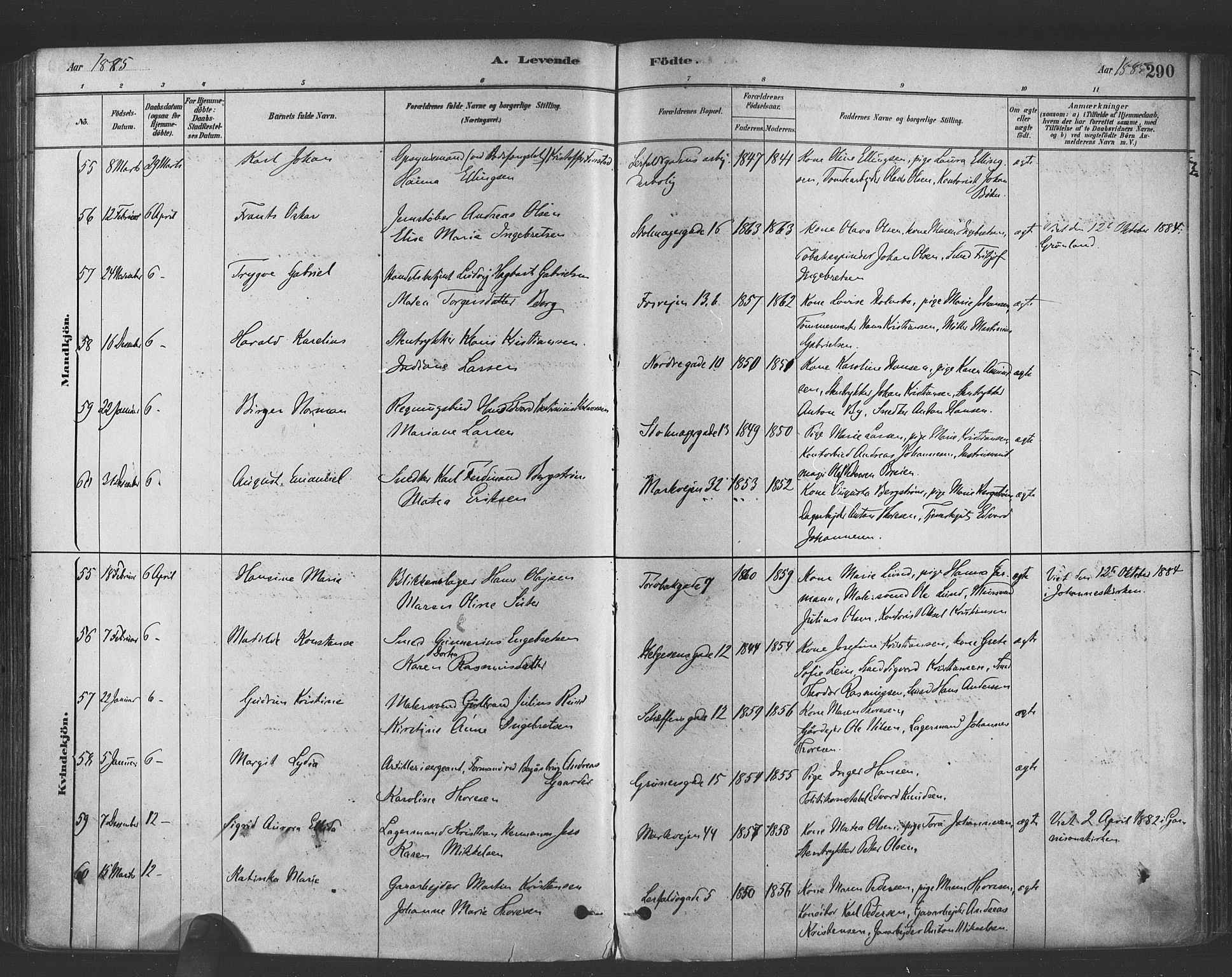 Paulus prestekontor Kirkebøker, AV/SAO-A-10871/F/Fa/L0003: Parish register (official) no. 3, 1879-1887, p. 290