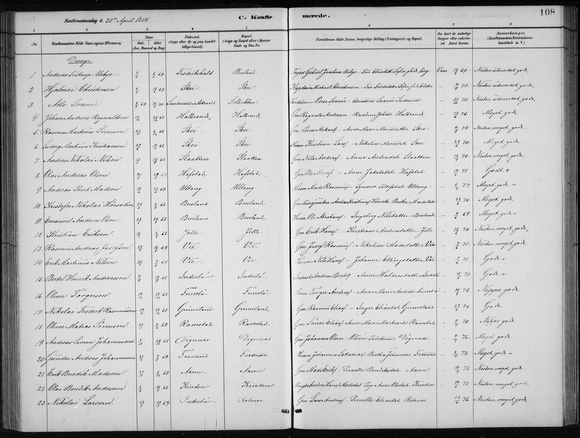 Førde sokneprestembete, SAB/A-79901/H/Hab/Haba/L0002: Parish register (copy) no. A 2, 1881-1898, p. 108