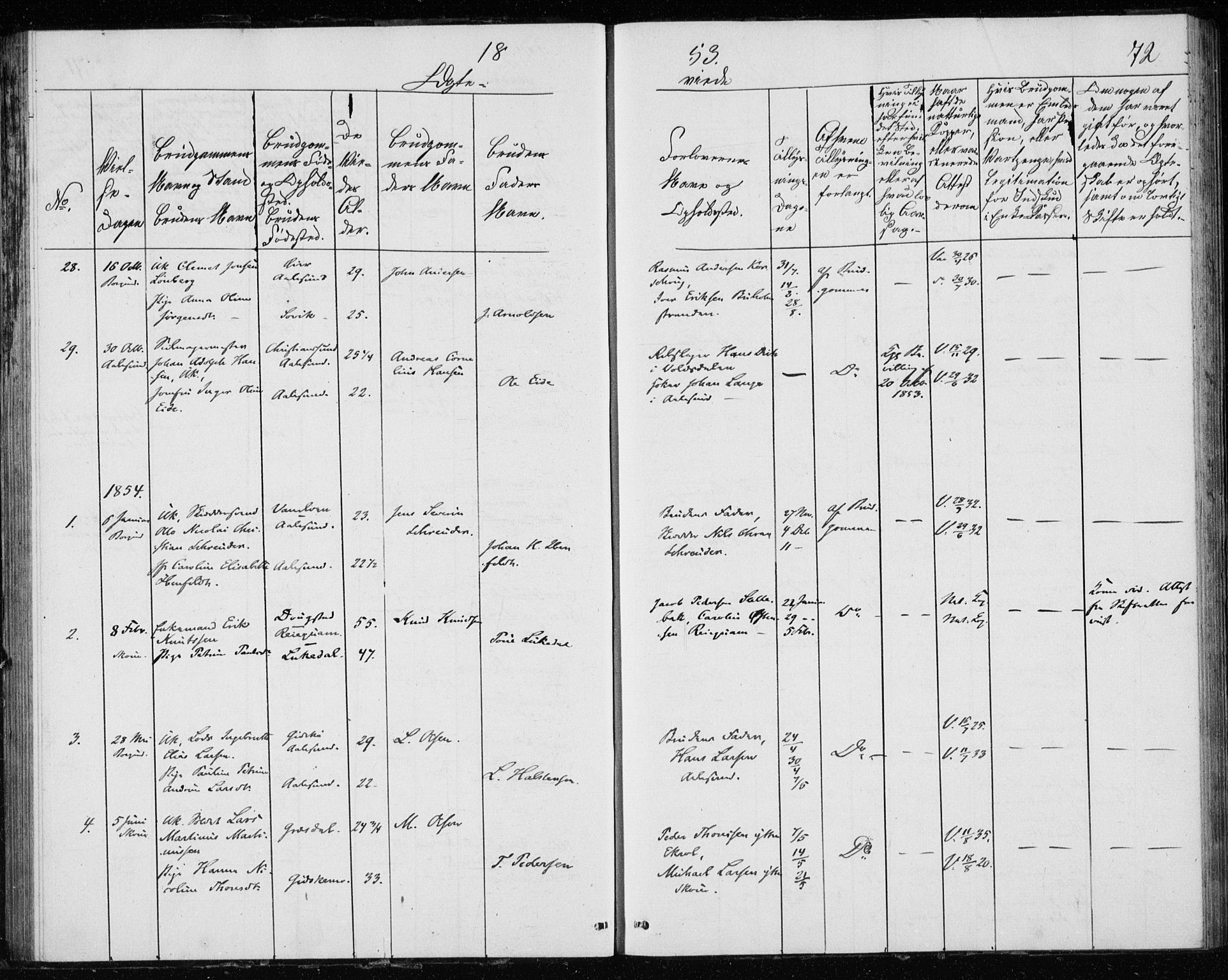 Ministerialprotokoller, klokkerbøker og fødselsregistre - Møre og Romsdal, AV/SAT-A-1454/528/L0416: Curate's parish register no. 528B04, 1853-1857, p. 72