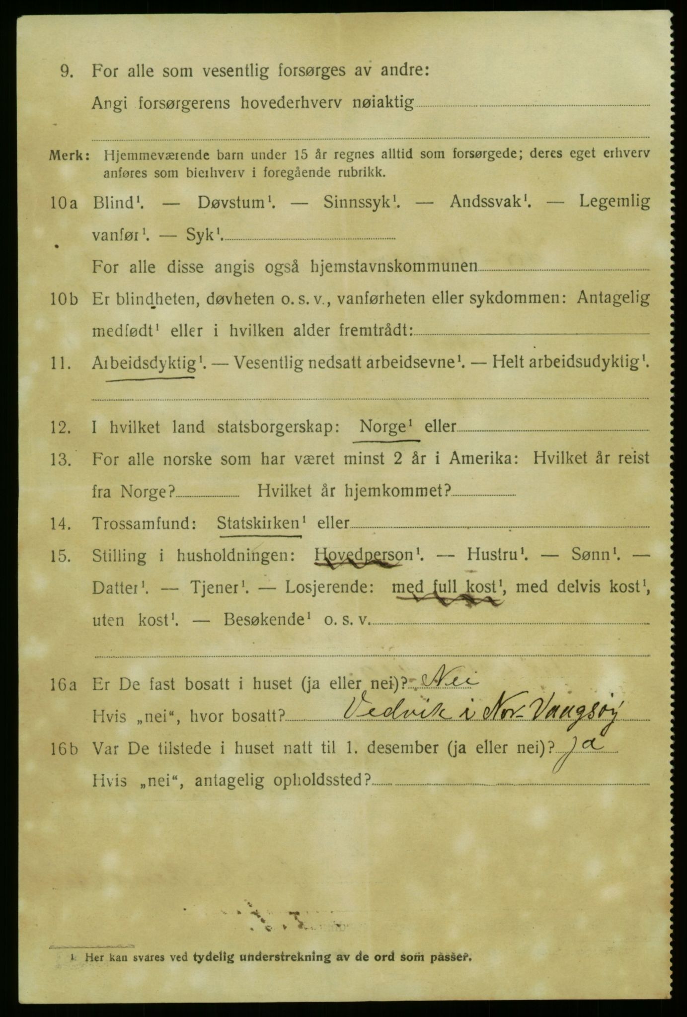 SAB, 1920 census for Sør-Vågsøy, 1920, p. 1819