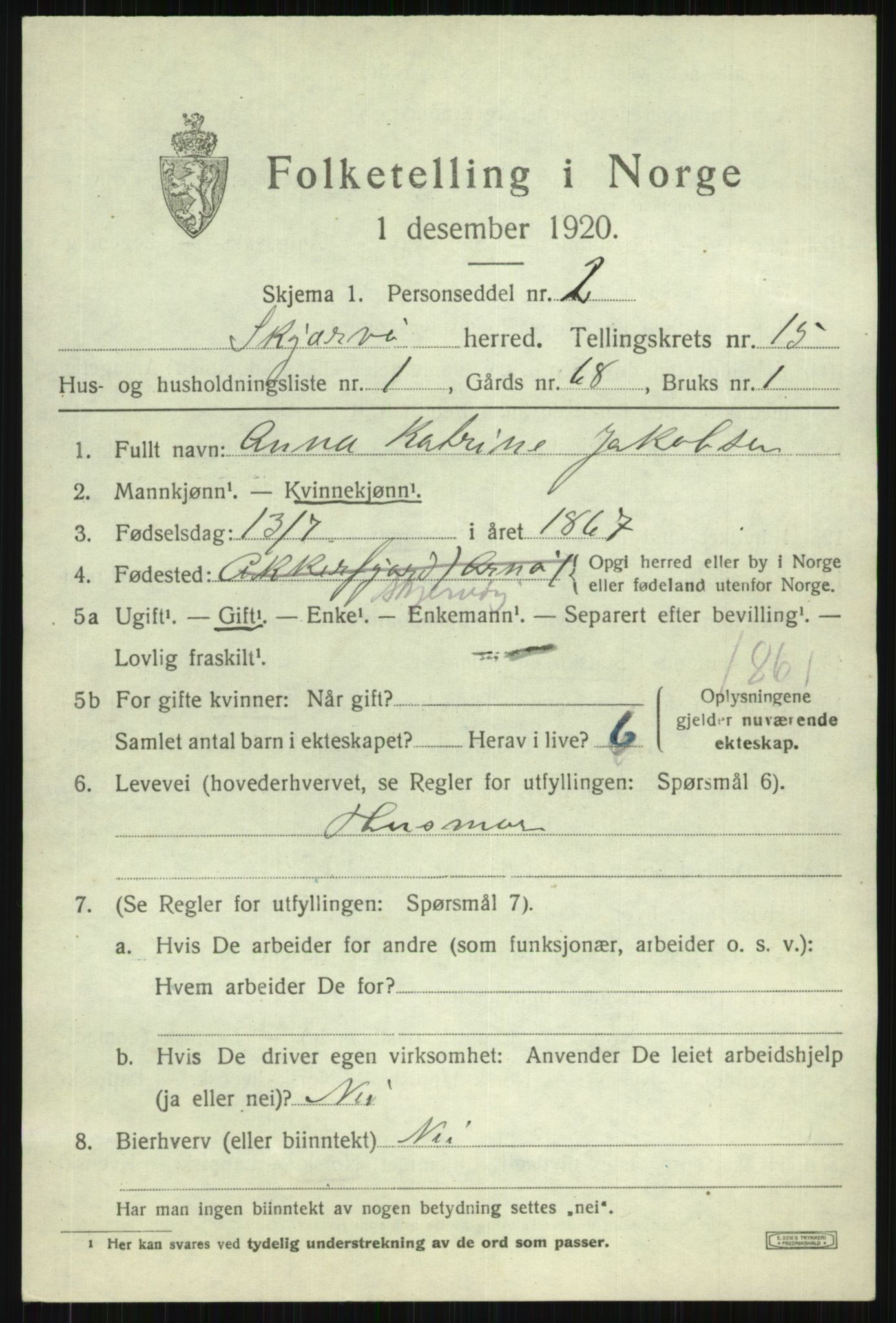 SATØ, 1920 census for Skjervøy, 1920, p. 7161