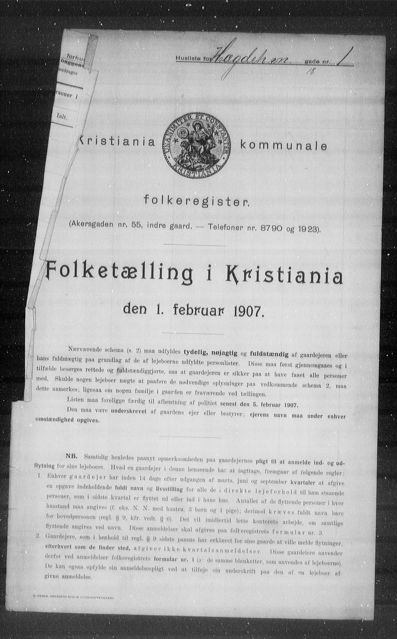 OBA, Municipal Census 1907 for Kristiania, 1907, p. 18566
