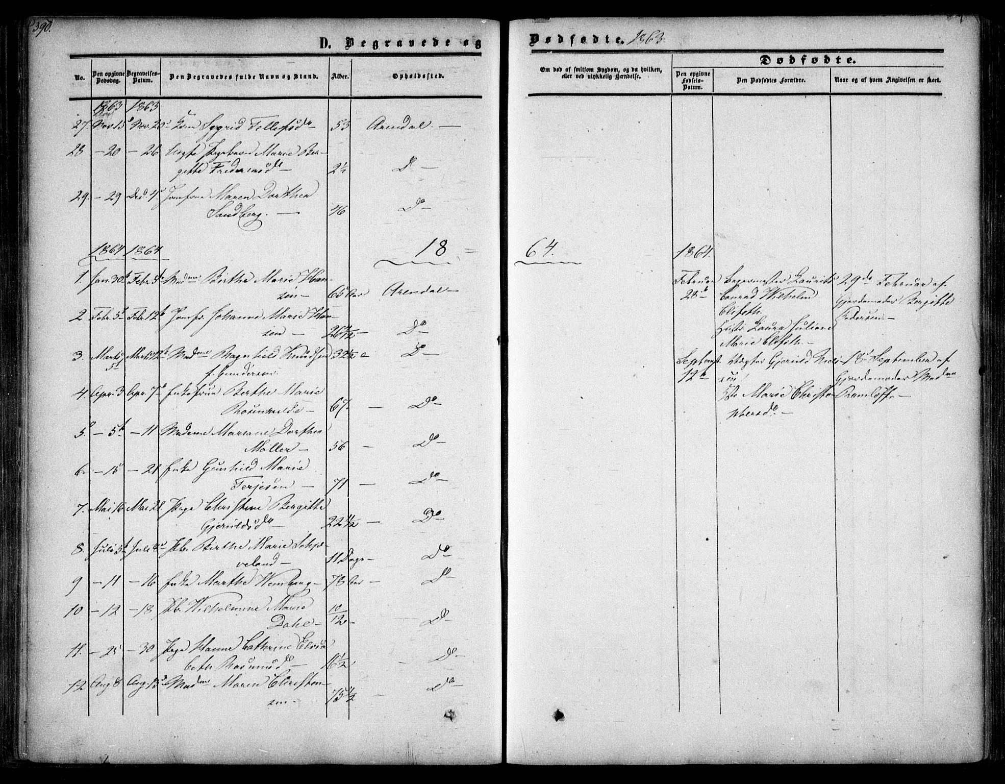 Arendal sokneprestkontor, Trefoldighet, AV/SAK-1111-0040/F/Fa/L0006: Parish register (official) no. A 6, 1855-1868, p. 390