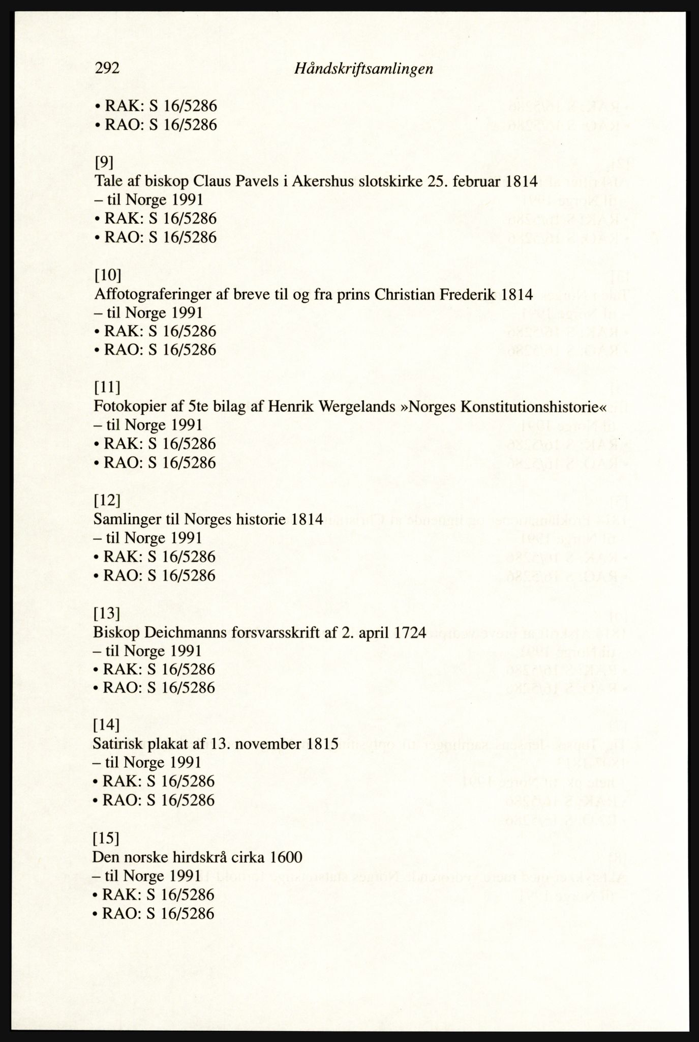 Publikasjoner utgitt av Arkivverket, PUBL/PUBL-001/A/0002: Erik Gøbel: NOREG, Tværregistratur over norgesrelevant materiale i Rigsarkivet i København (2000), 2000, p. 294