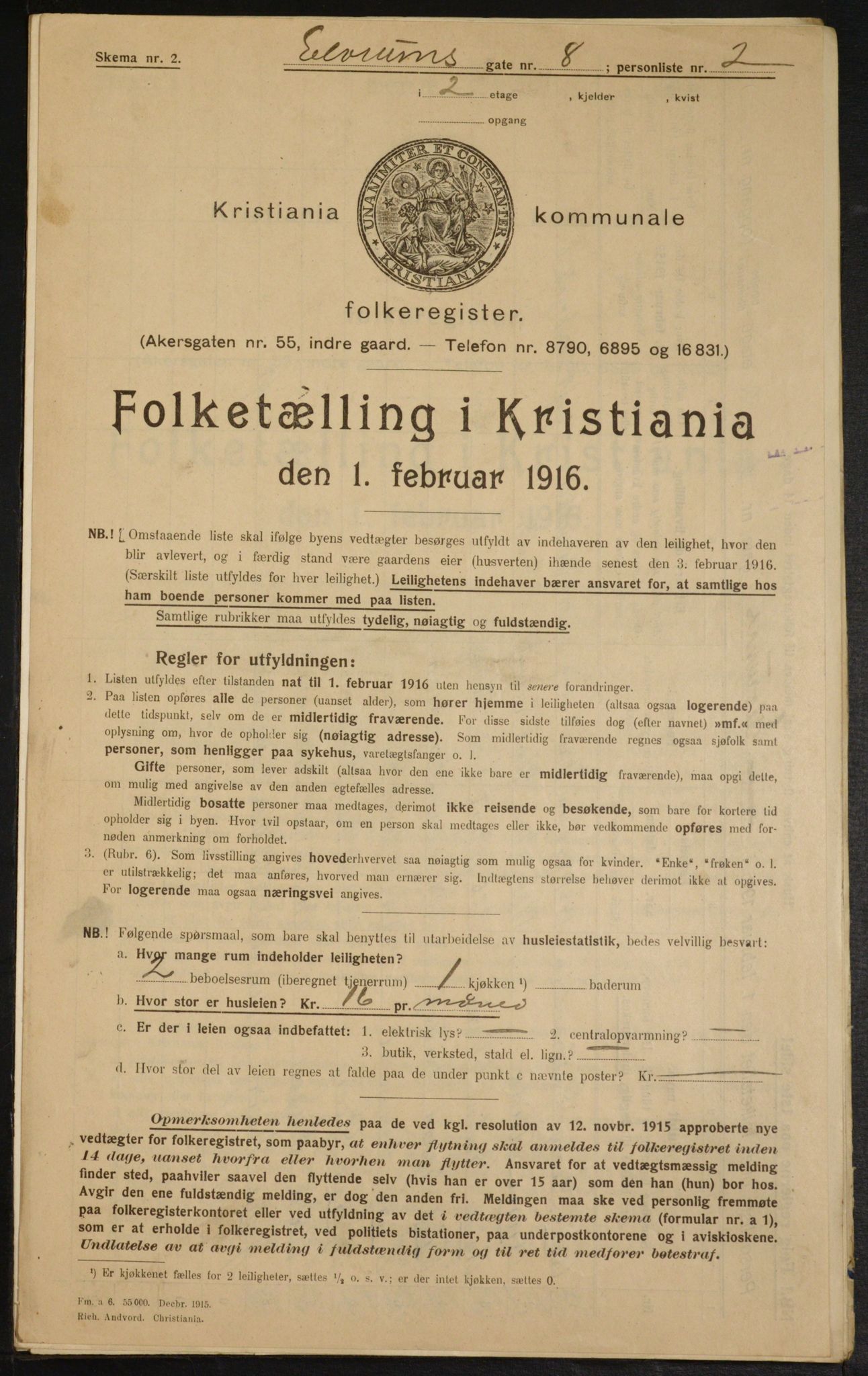 OBA, Municipal Census 1916 for Kristiania, 1916, p. 21336